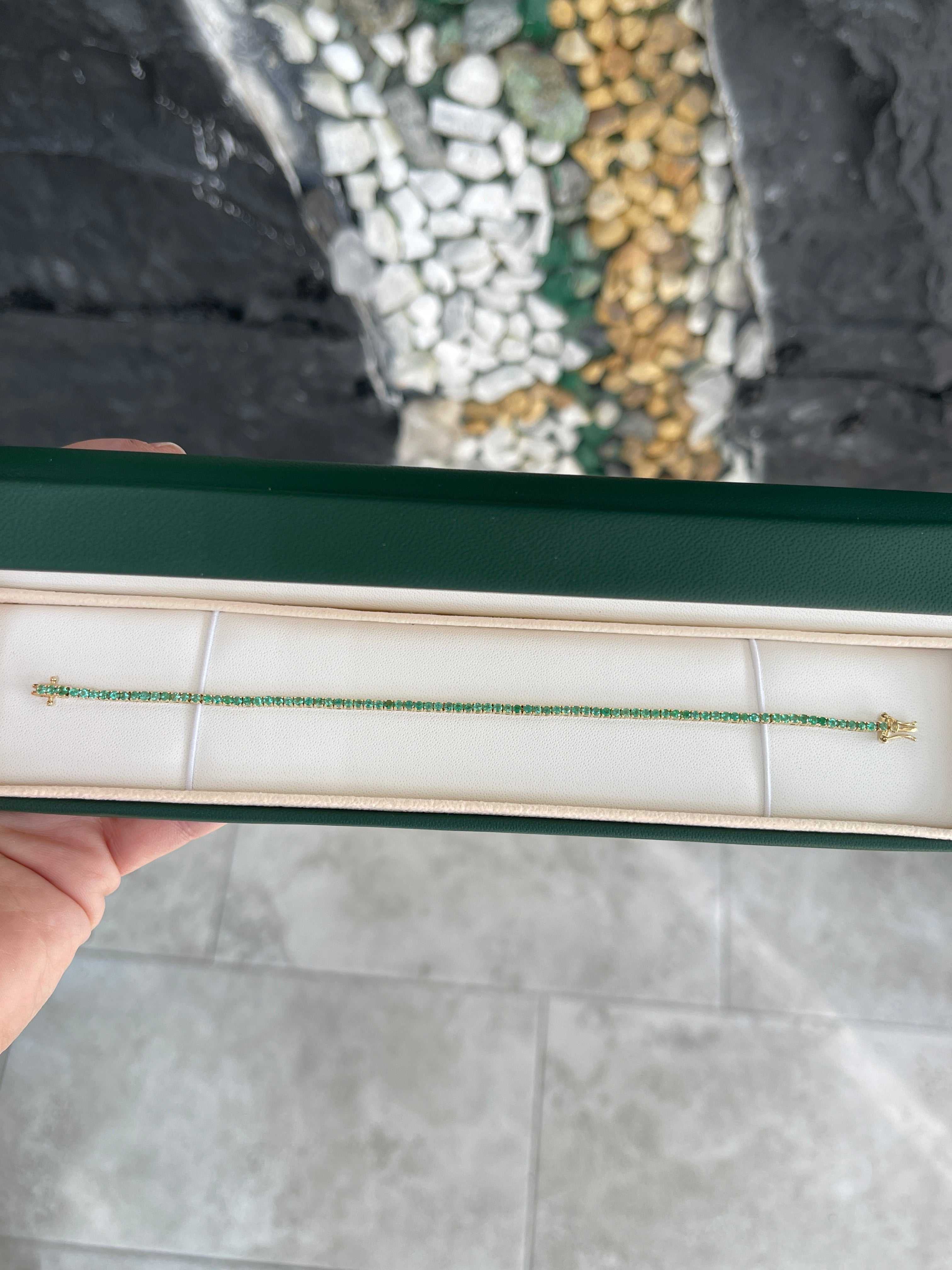 2.10tcw Petite Emerald Tennis Bracelet 14K Gold