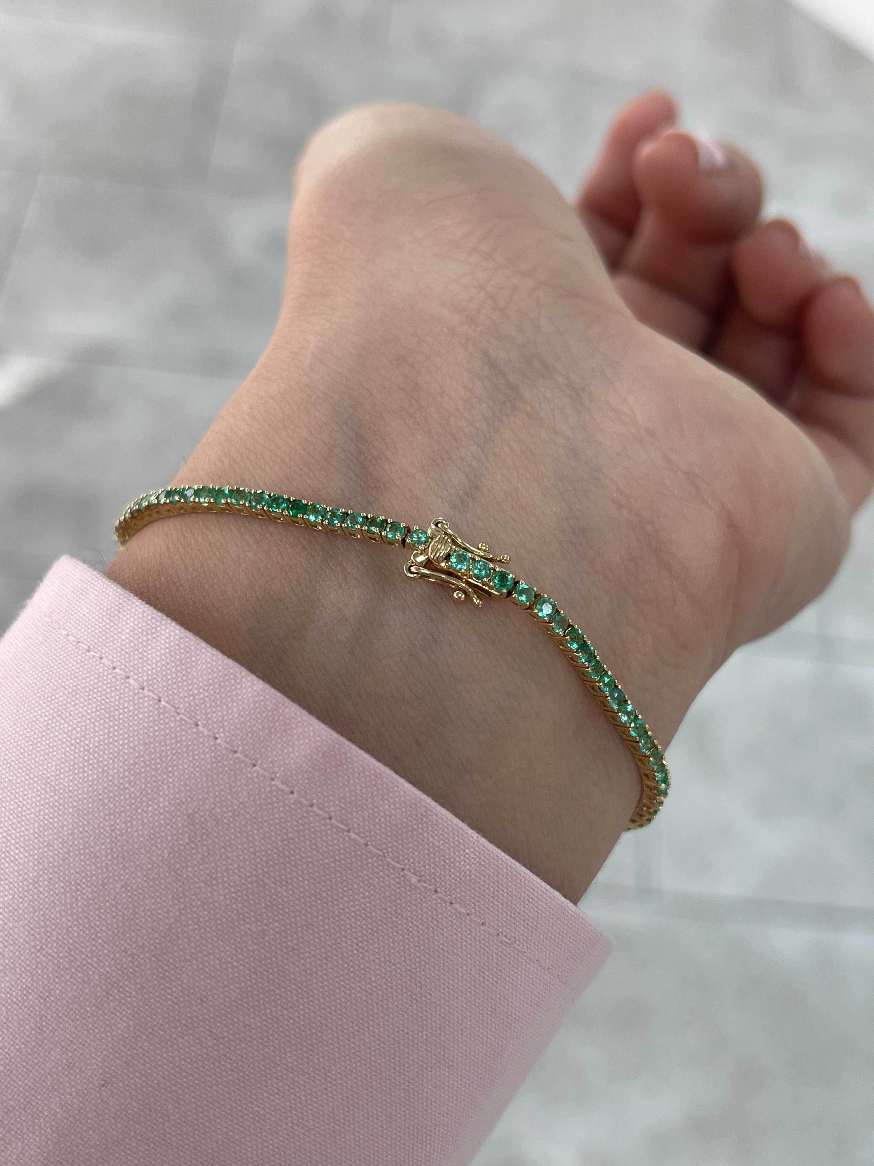 2.10tcw Petite Emerald Tennis Bracelet 14K Gold