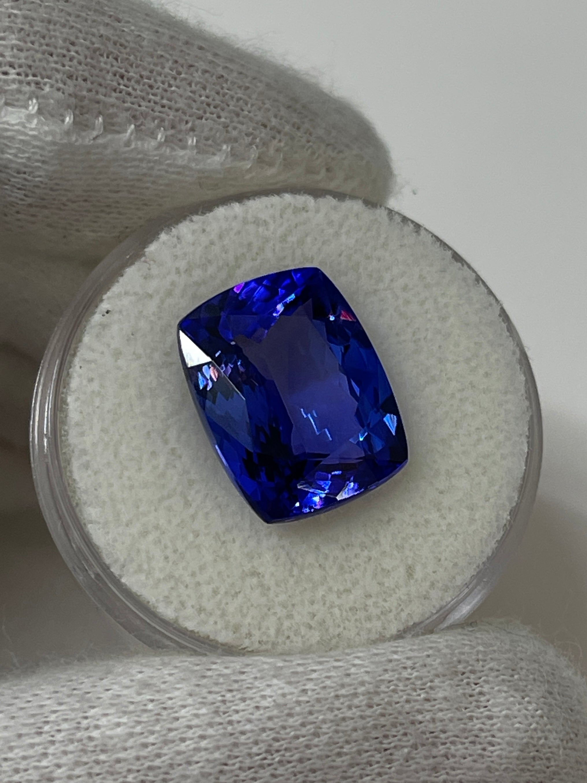 8.56 Carat GIA Natural Violetish Blue Tanzanite 14x11 Loose Cushion Cut