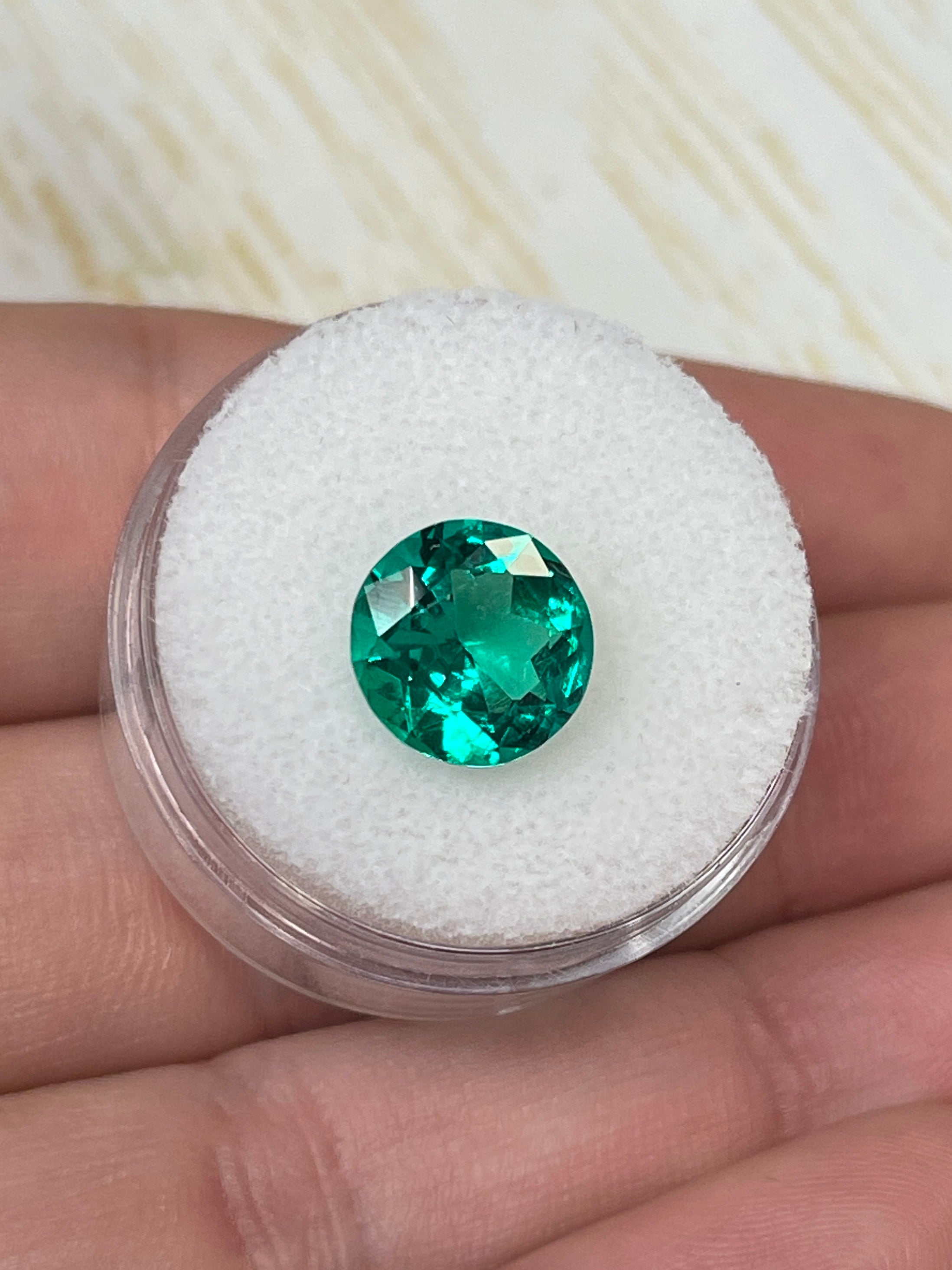 2.71 Carat 10x10 AAA+ Drop of Oil Minor Oil Natural Round Loose Colombian Emerald - JR Colombian Emeralds