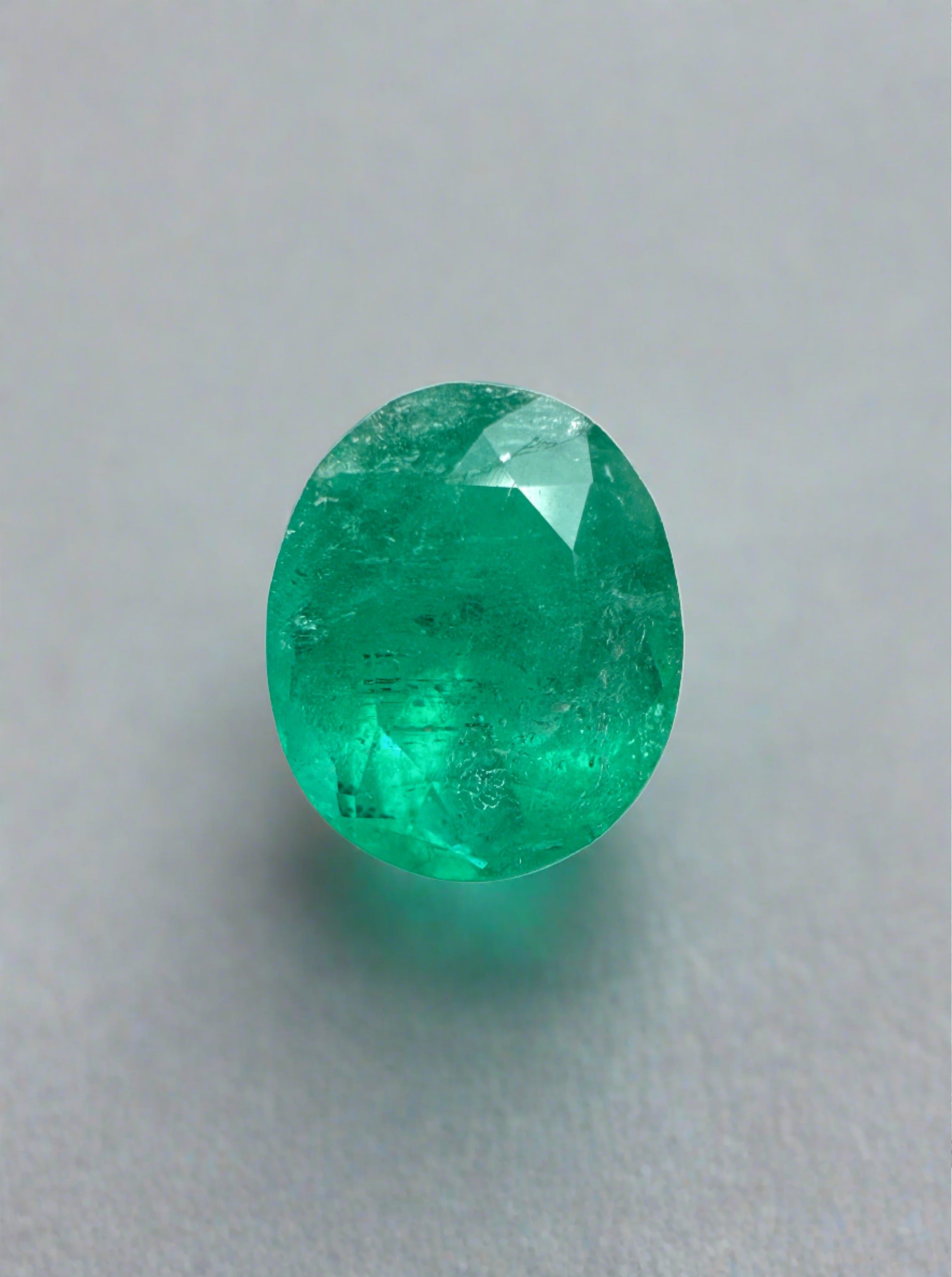 1.19 Carat Semi-Transparent Rich Green Natural Loose Colombian Emerald-Oval Cut - JR Colombian Emeralds