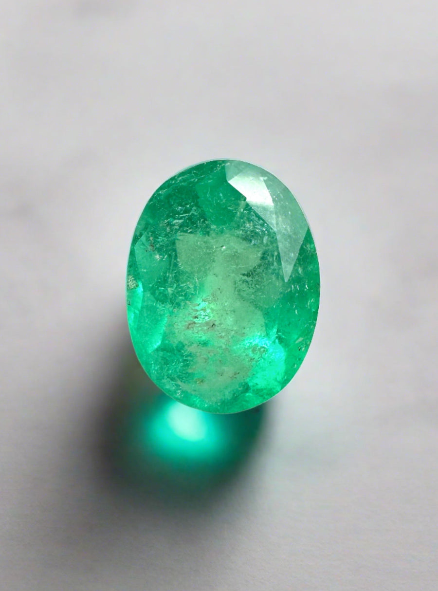 1.26 Carat Bright Spring Green Natural Loose Colombian Emerald-Oval Cut