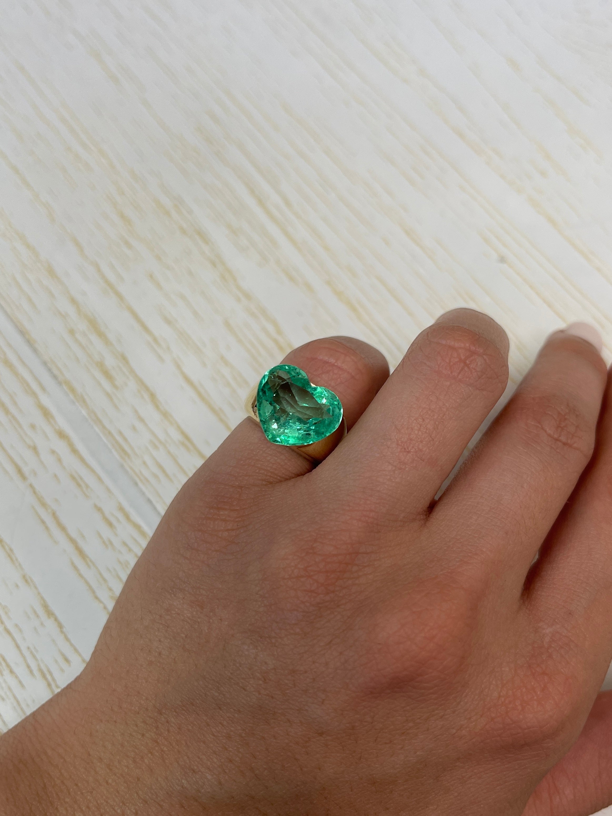 9.84 Carat 13x16 Bubbly Eye Clean Natural Loose Colombian Emerald-Heart Cut - JR Colombian Emeralds