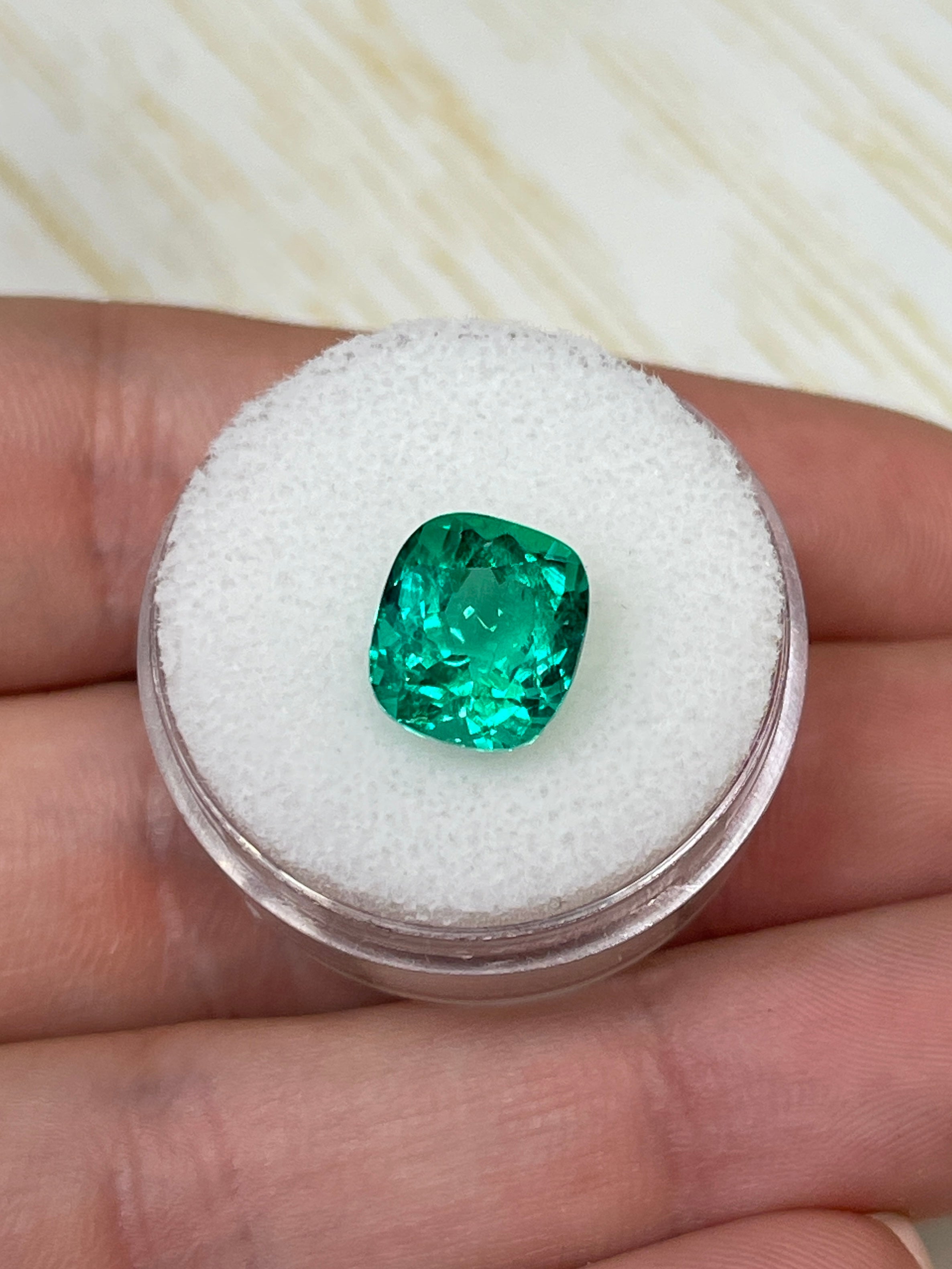 3.55 Carat 10x9 AAA+ Muzo Green Natural Loose Colombian Emerald-Cushion Cut - JR Colombian Emeralds