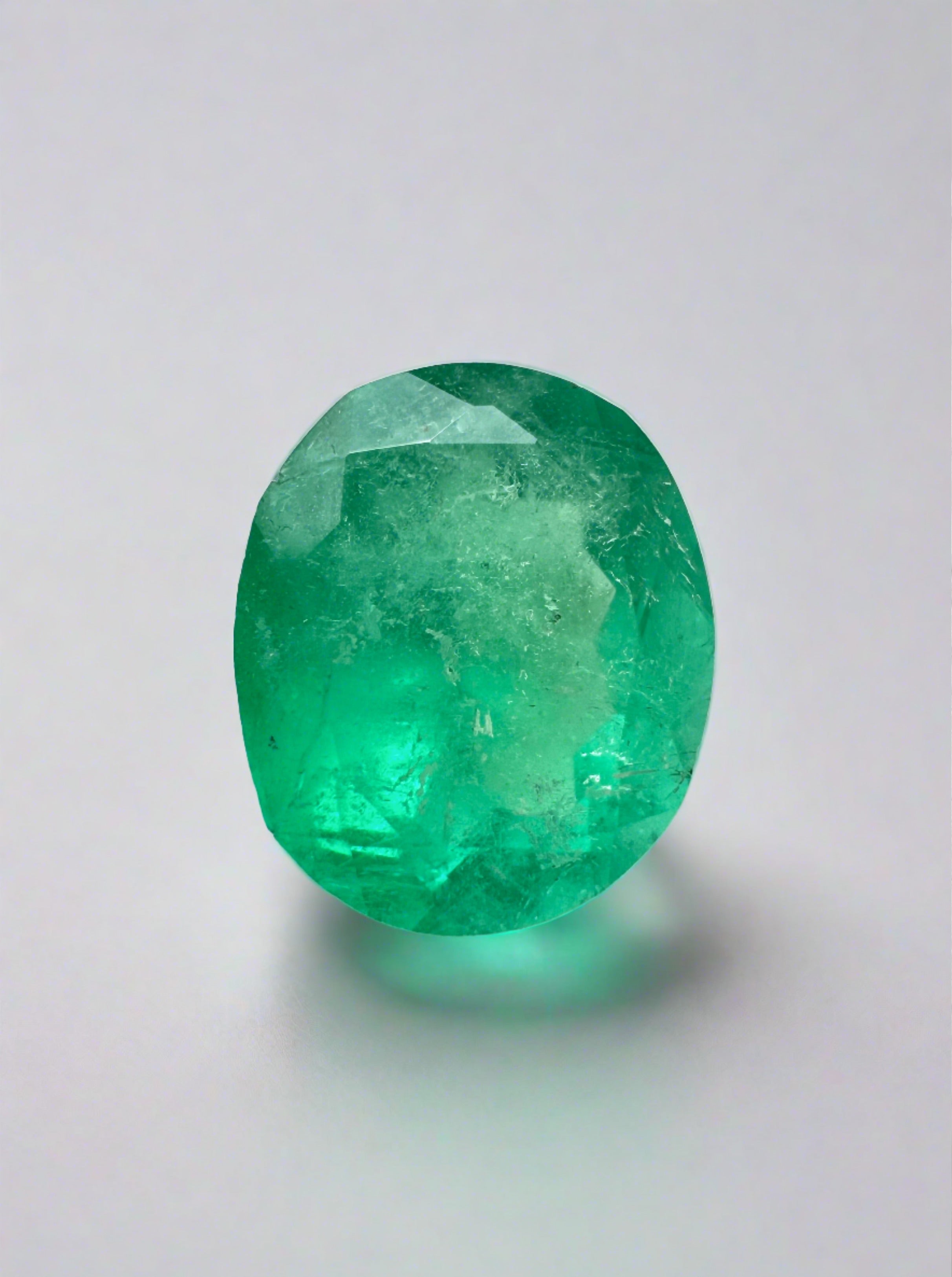 1.76 Carat 8.6x7.6 Chunky Medium Green Natural Loose Colombian Emerald-Oval Cut - JR Colombian Emeralds