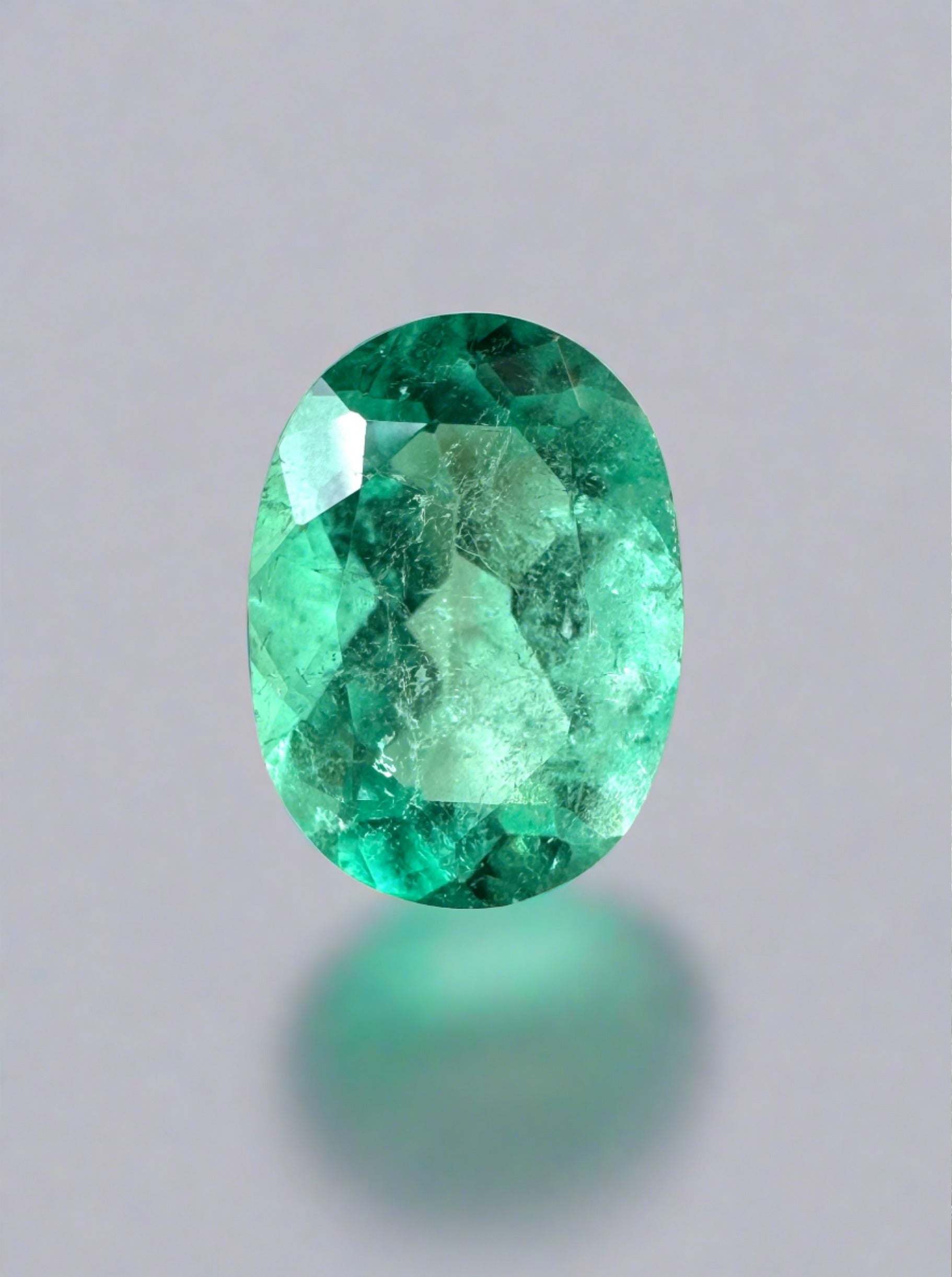 1.77 Carat 10x7 Medium-Light Green Natural Loose Colombian Emerald-Oval Cut - JR Colombian Emeralds