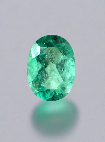1.77 Carat 10x7 Medium-Light Green Natural Loose Colombian Emerald-Oval Cut