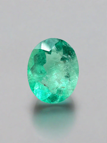 1.77 Carat Medium Light Green Natural Loose Colombian Emerald-Oval Cut