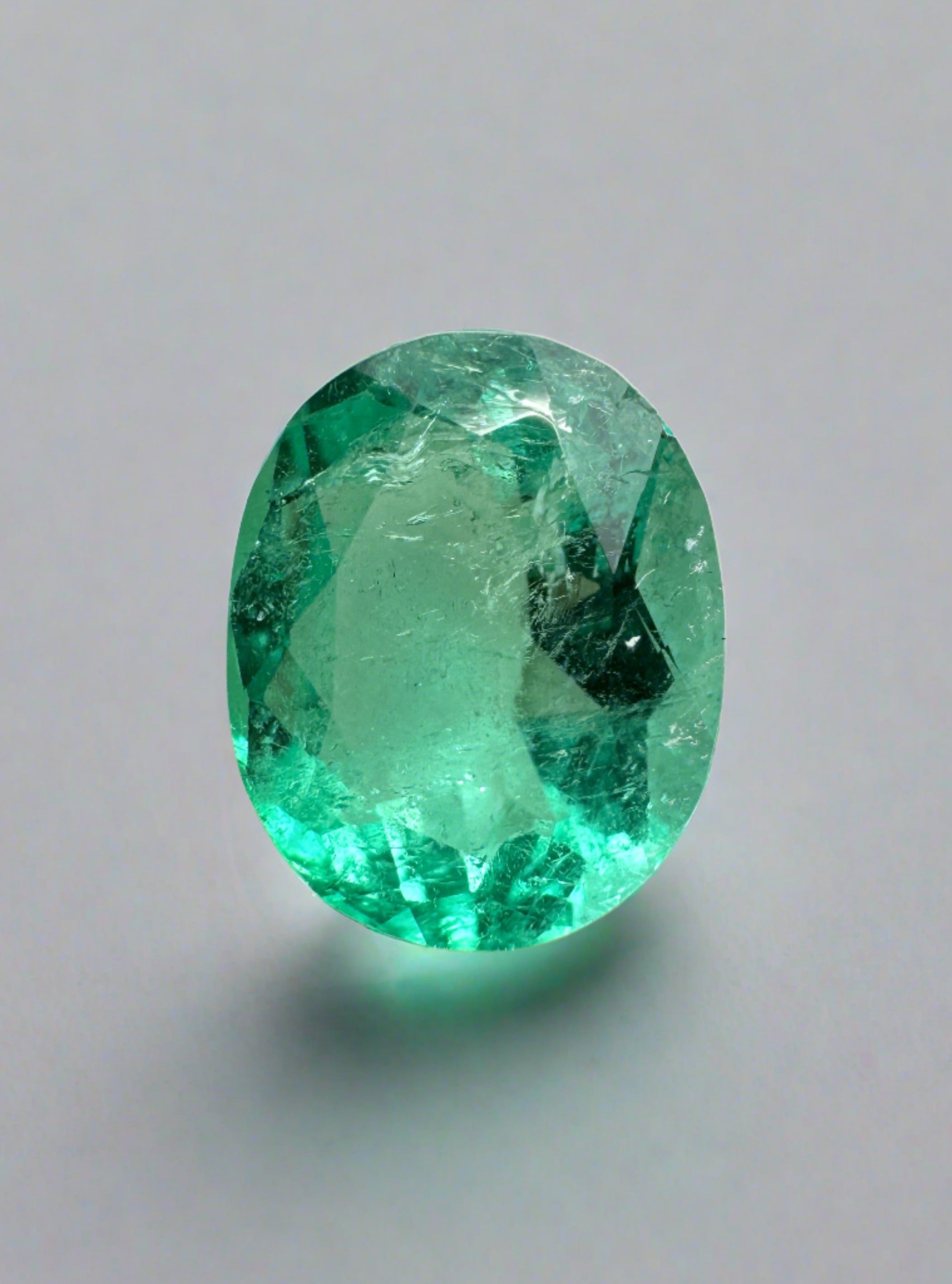 1.81 Carat 9x7 Eye Clean Bluish Green Natural Loose Colombian Emerald-Oval Cut - JR Colombian Emeralds