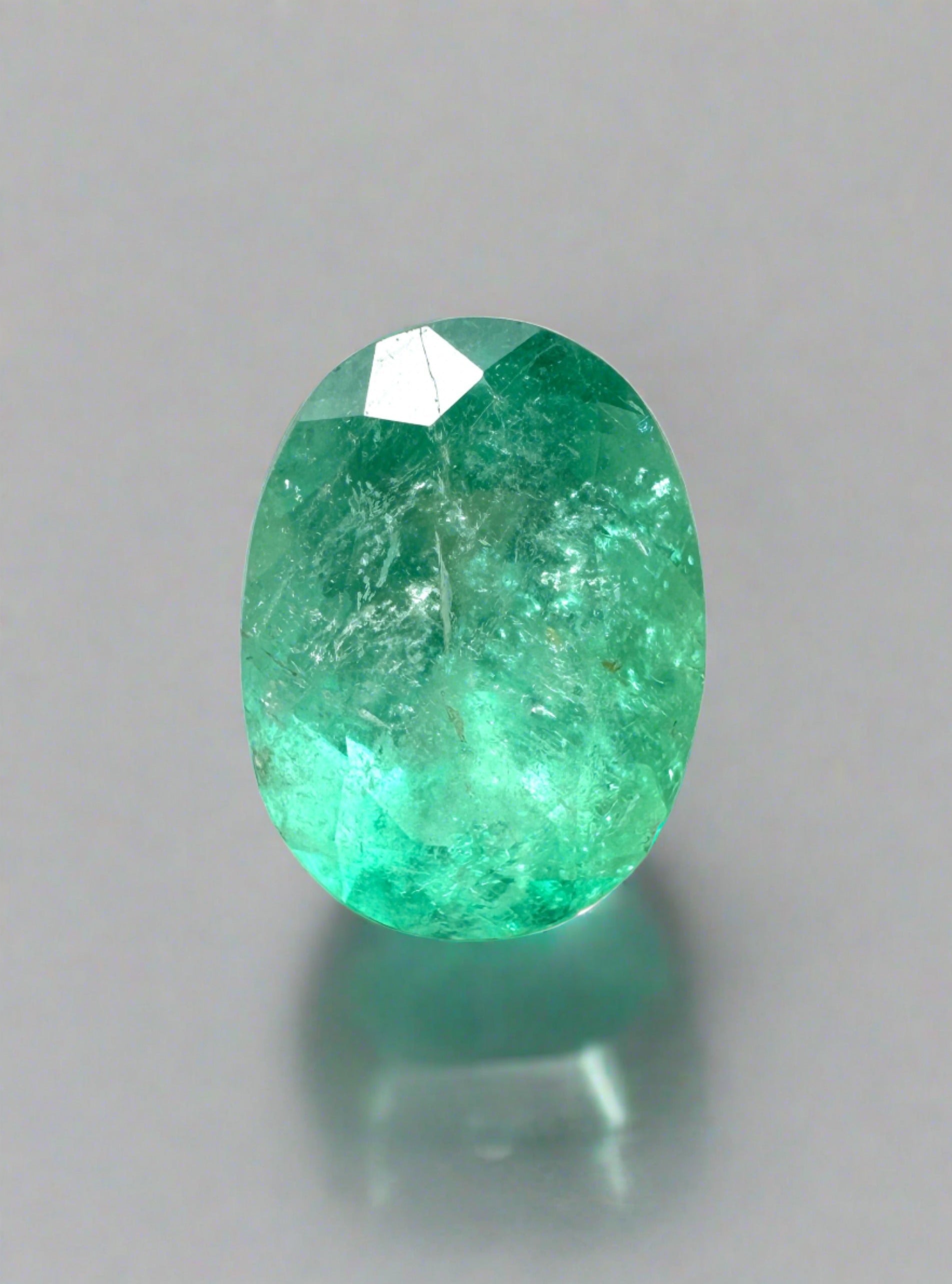 1.88 Carat Medium Light Green Natural Loose Colombian Emerald-Oval Cut - JR Colombian Emeralds