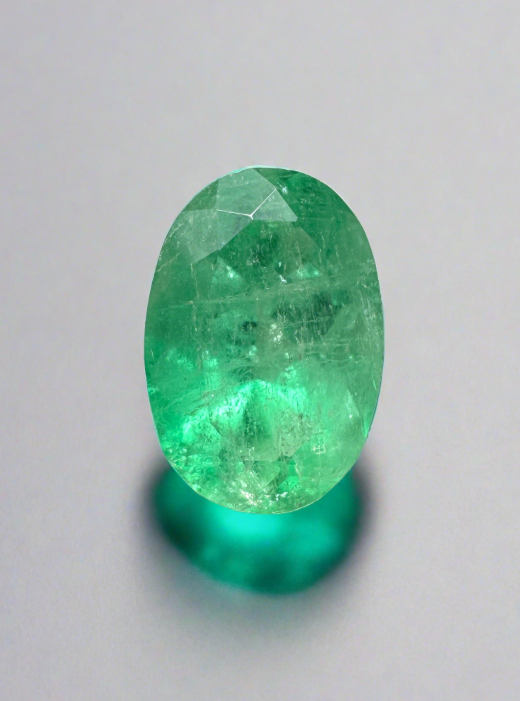 2.18 Carat 10x7 Yellowish Green Natural Loose Colombian Emerald-Oval Cut - JR Colombian Emeralds