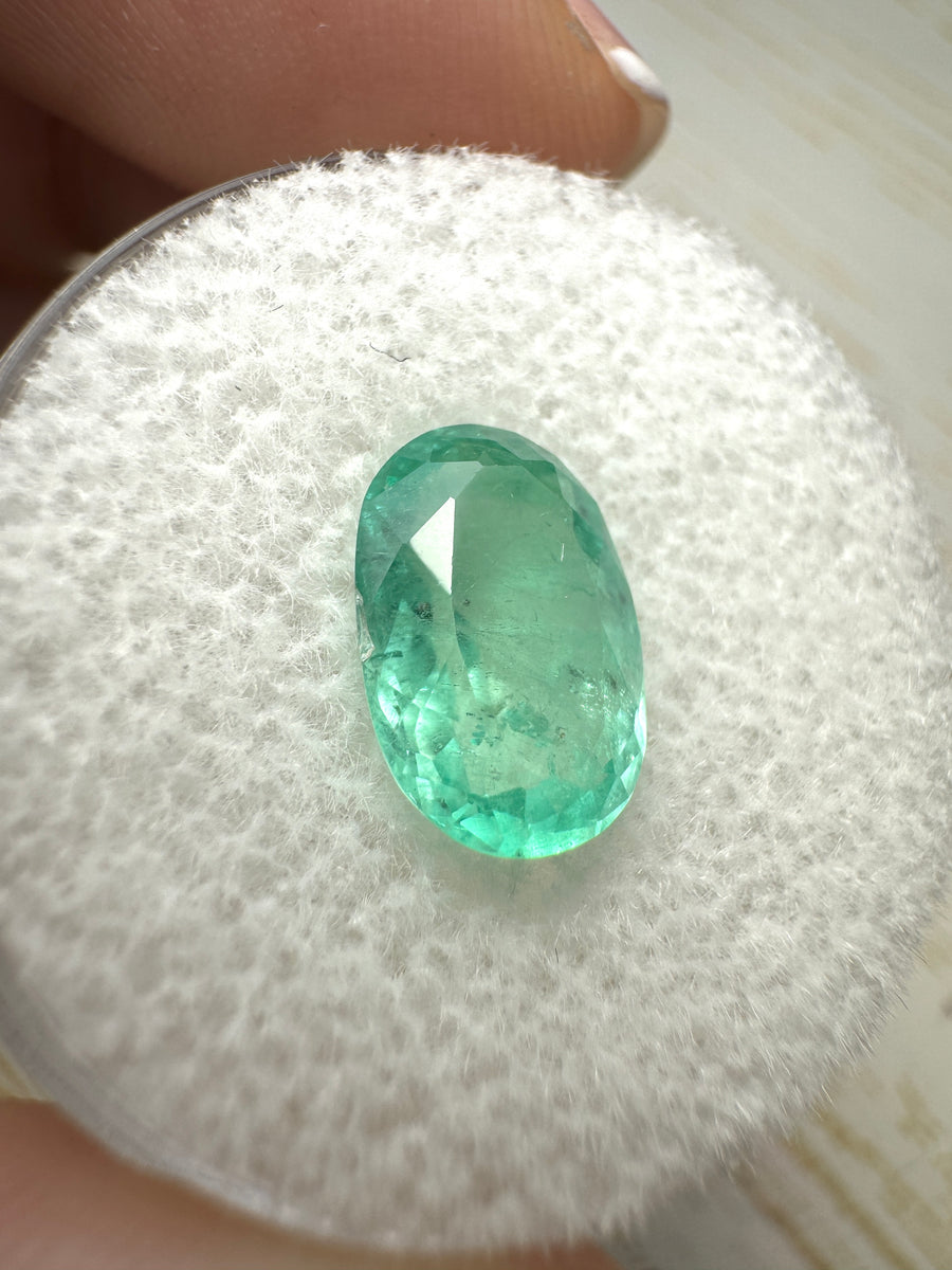 2.22 Carat 10.5x7 Light Bluish Green Natural Loose Colombian Emerald-Oval Cut