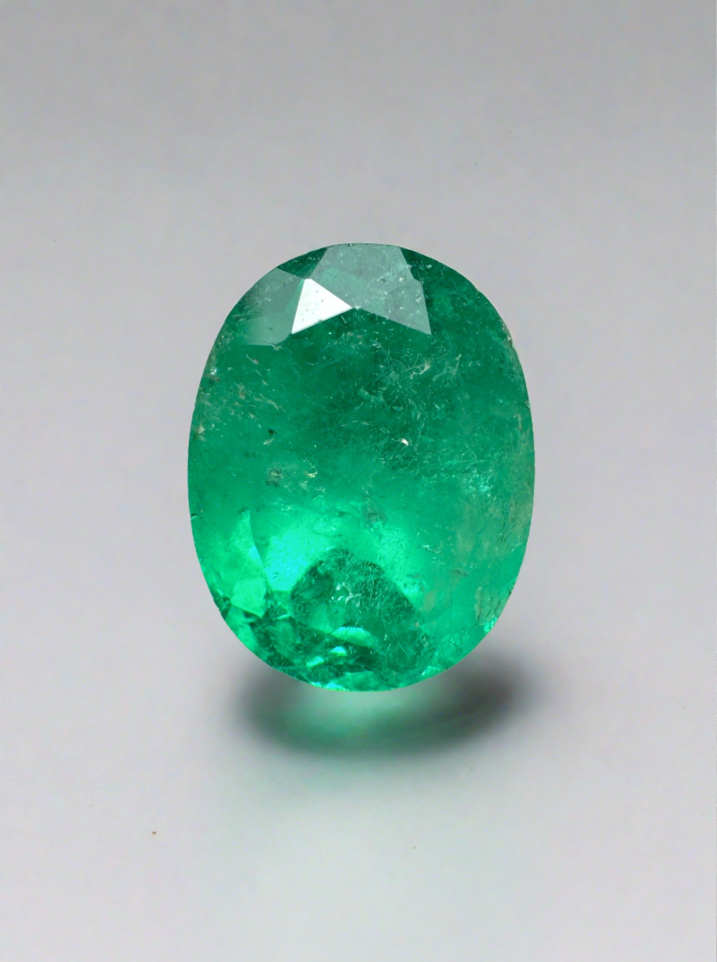 2.22 Carat 9x8 Glowy Green Natural Loose Colombian Emerald-Oval Cut - JR Colombian Emeralds