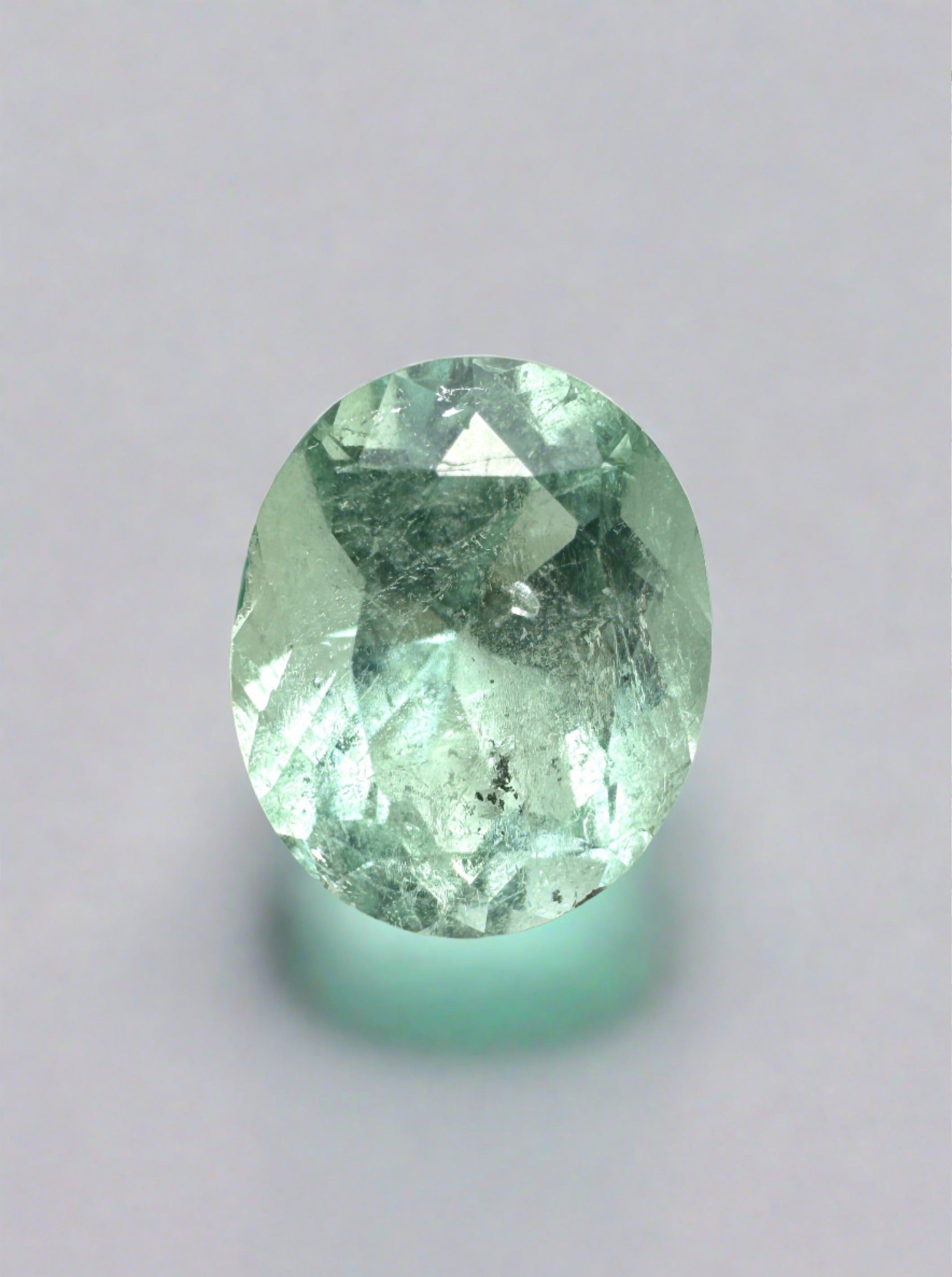 2.36 Carat Chunky Sea Foam Green Natural Loose Colombian Emerald-Oval Cut - JR Colombian Emeralds