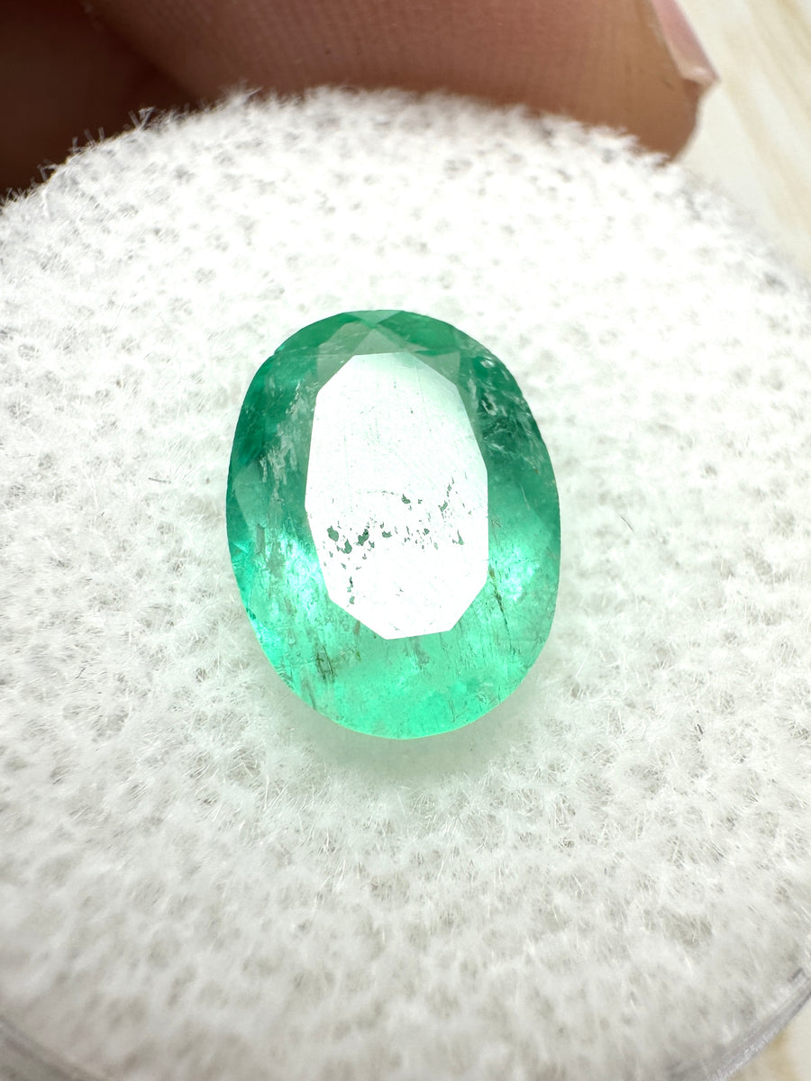 2.40 Carat Slender Medium Light Green Loose Colombian Emerald-Oval Cut
