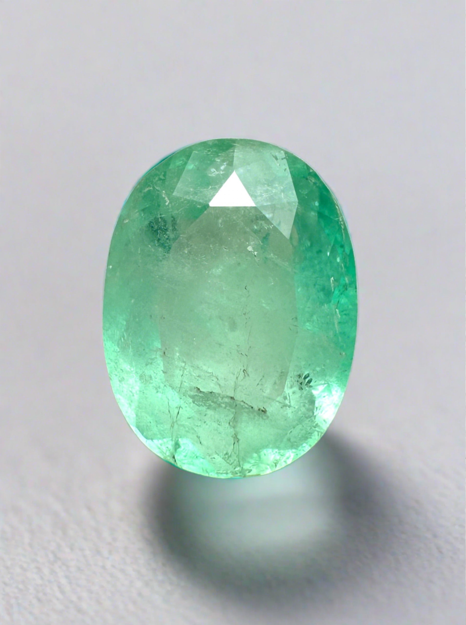 2.42 Carat Light Green Natural Loose Colombian Emerald-Oval Cut - JR Colombian Emeralds