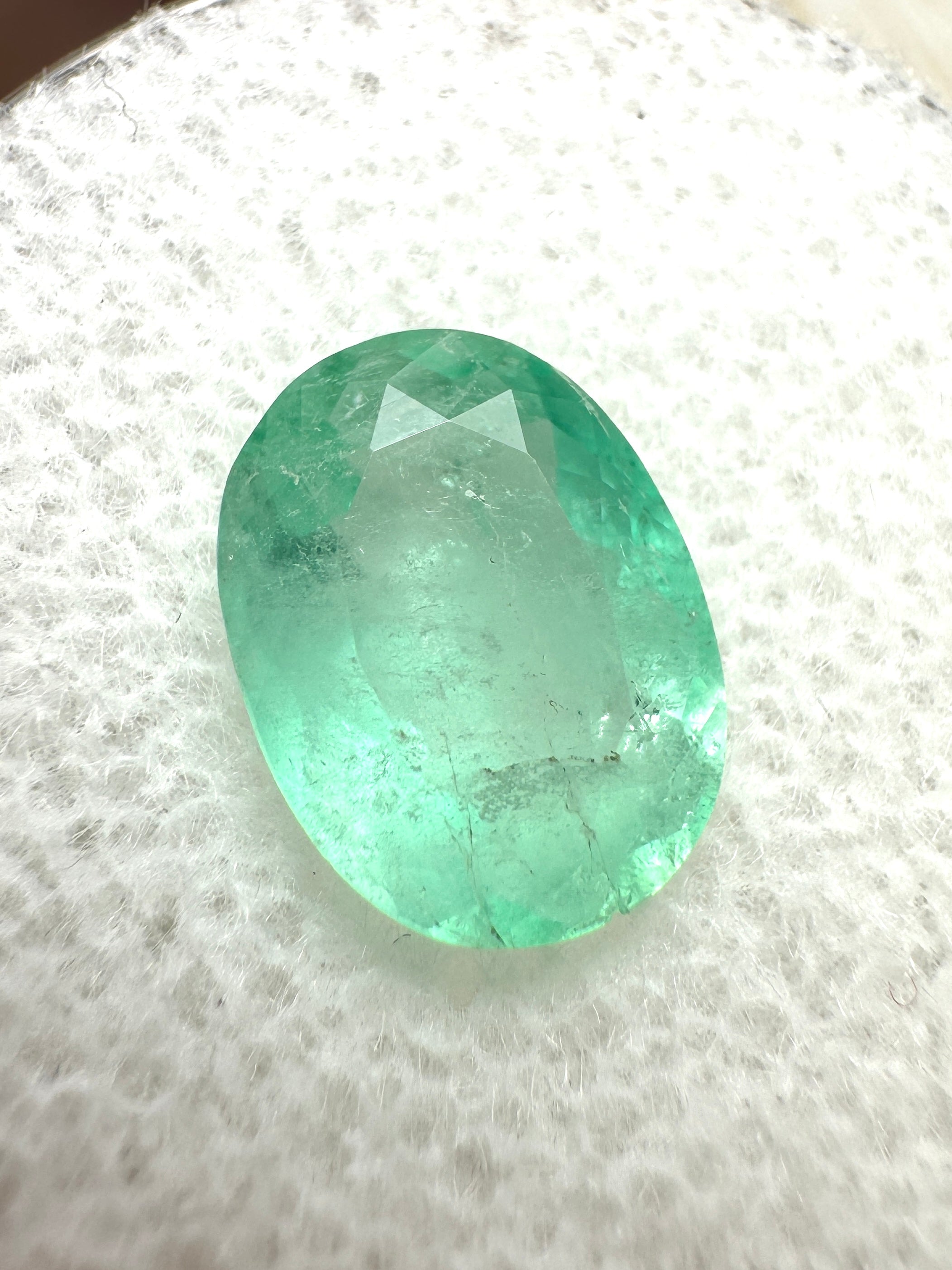 2.42 Carat Light Green Natural Loose Colombian Emerald-Oval Cut - JR Colombian Emeralds