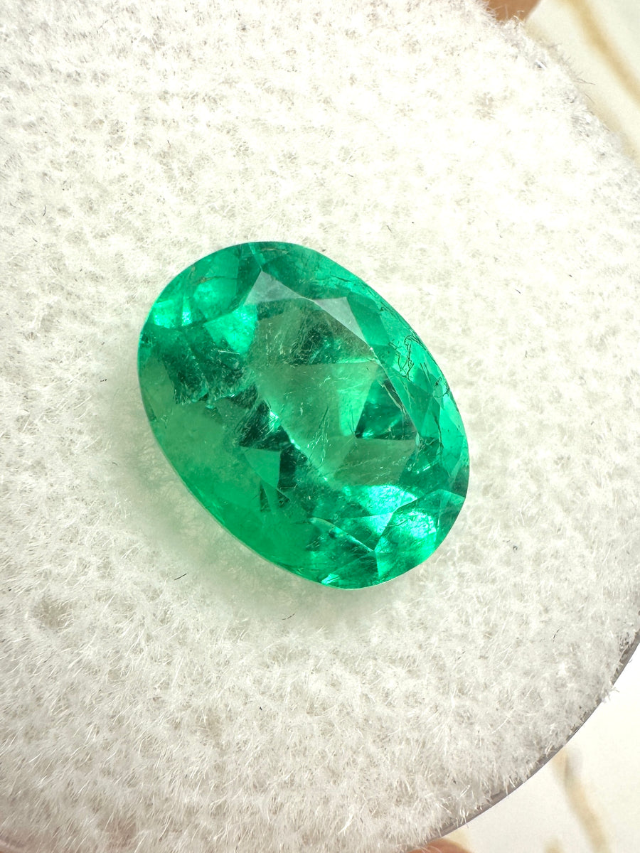 2.52 Carat 10x7 Intense Green Loose Colombian Emerald-Oval Cut