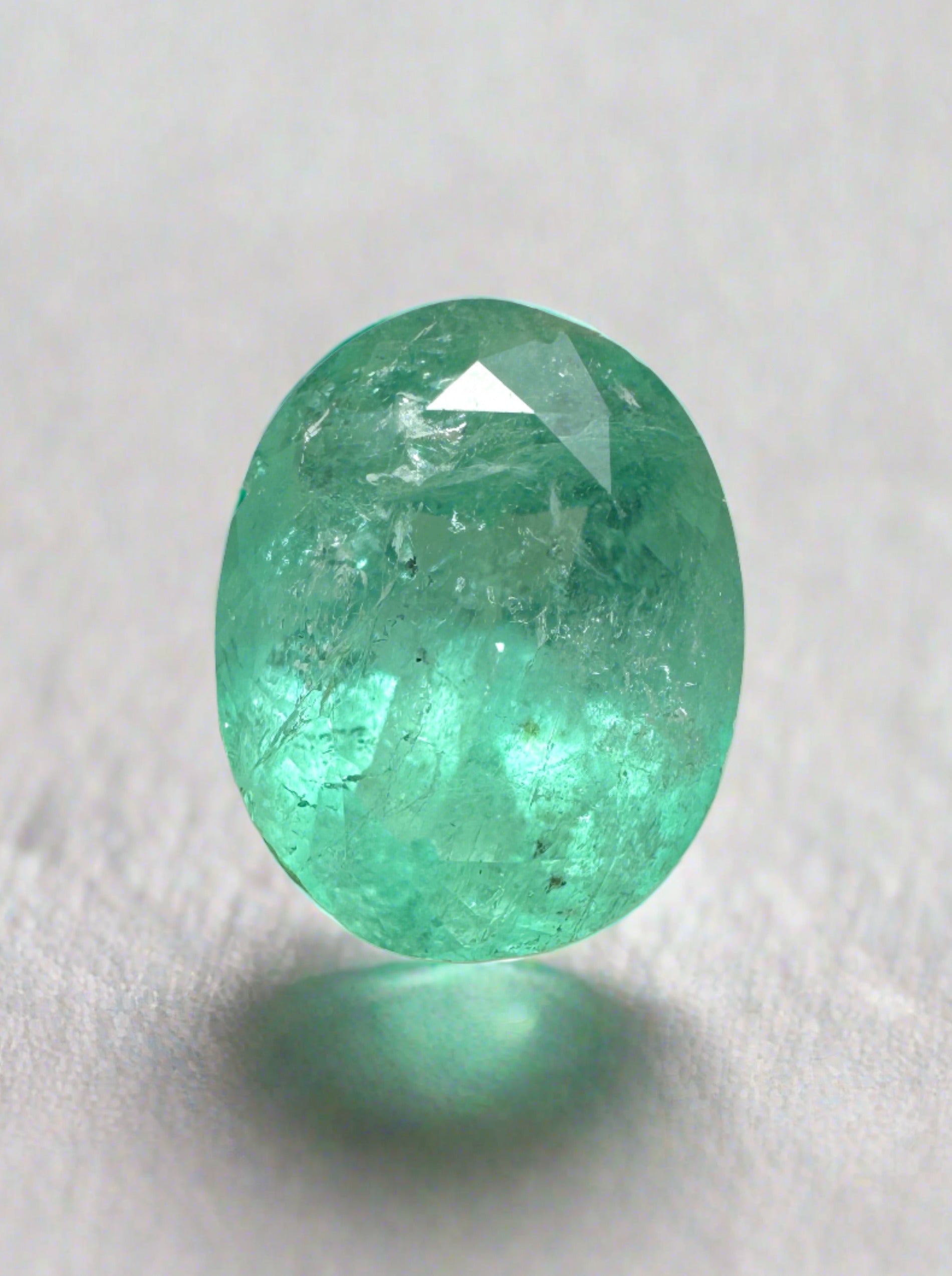 2.52 Carat 10x8 Earthy Bluish Green Natural Loose Colombian Emerald-Oval Cut - JR Colombian Emeralds