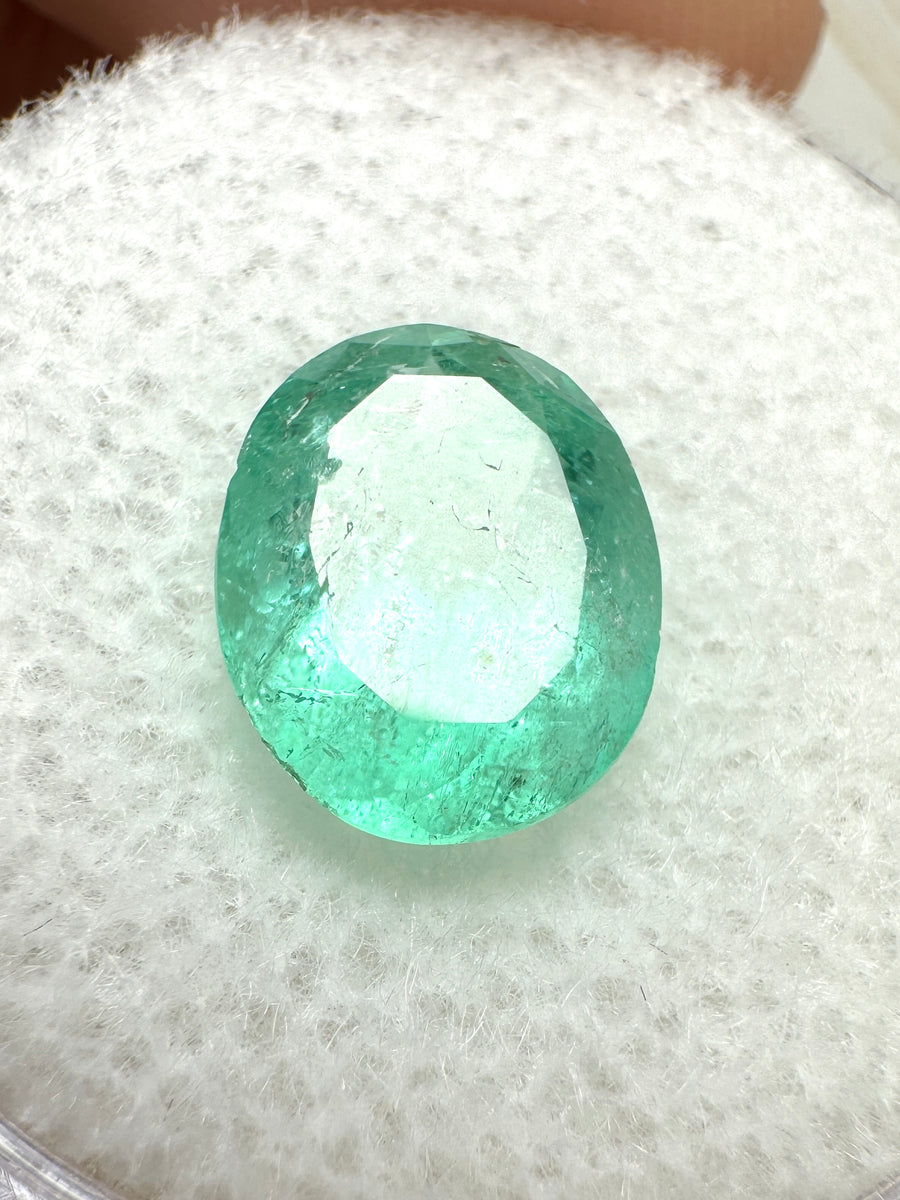 2.52 Carat 10x8 Earthy Bluish Green Natural Loose Colombian Emerald-Oval Cut