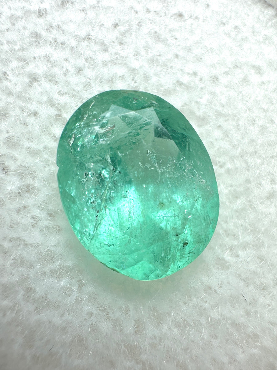 2.52 Carat 10x8 Earthy Bluish Green Natural Loose Colombian Emerald-Oval Cut
