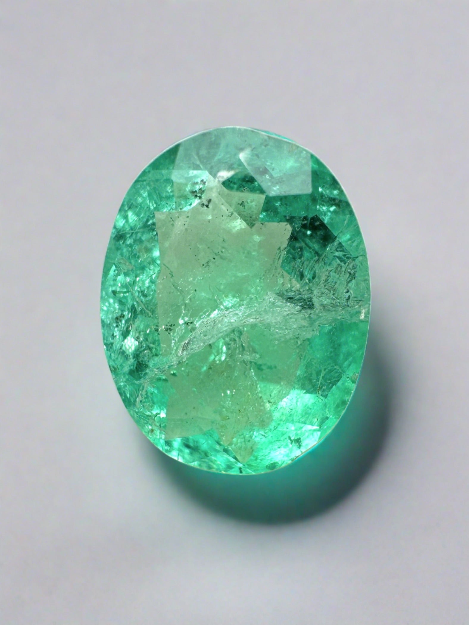 2.52 Carat Medium Light Bluish Green Loose Colombian Emerald-Oval Cut - JR Colombian Emeralds