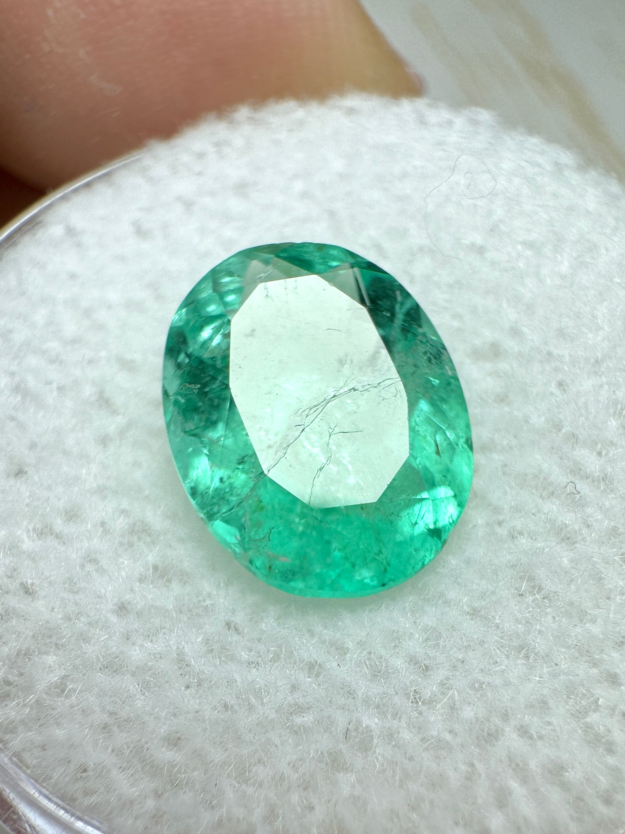 2.52 Carat Medium Light Bluish Green Loose Colombian Emerald-Oval Cut - JR Colombian Emeralds