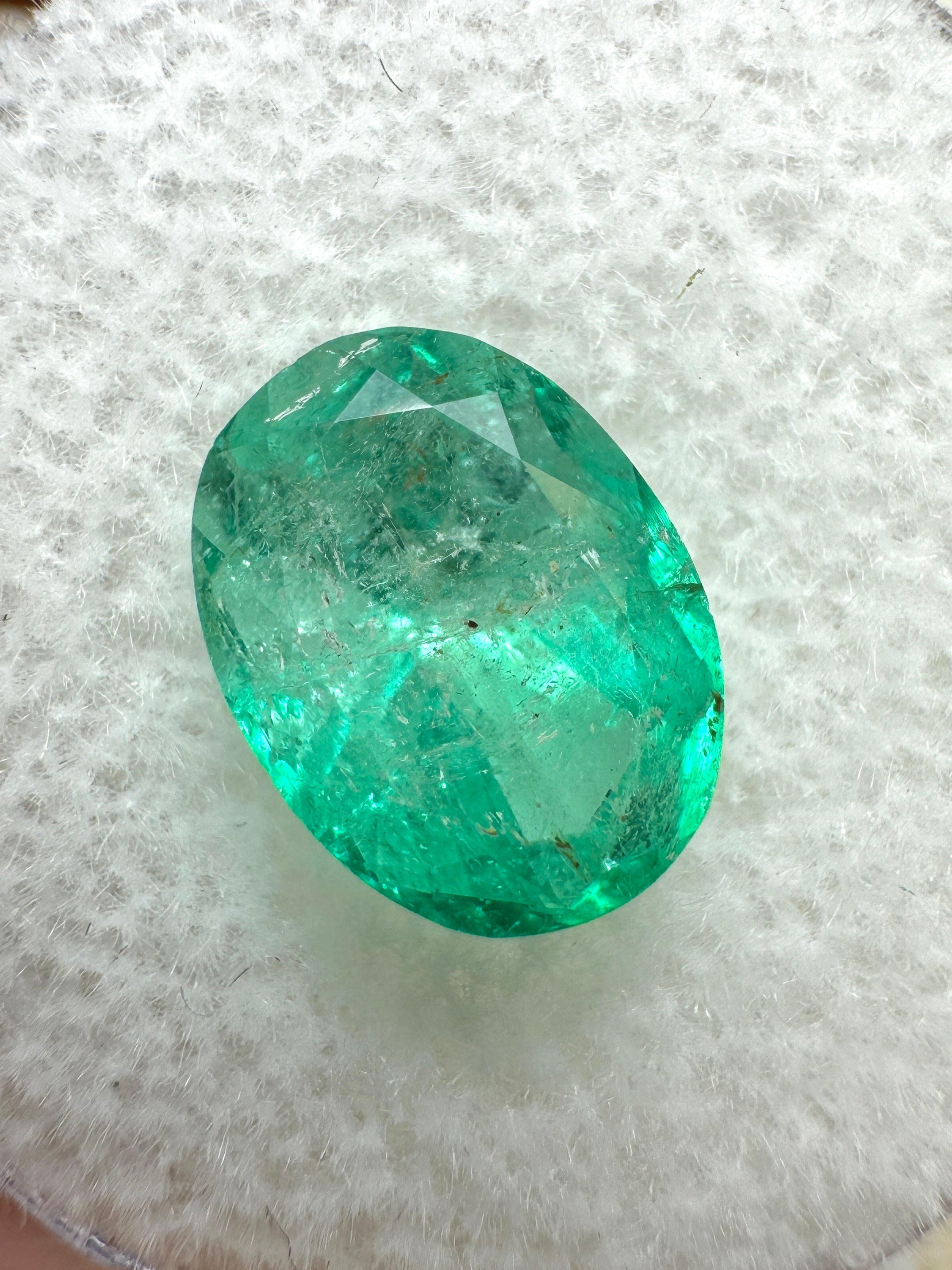 2.75 Carat Lightly Freckled Green Loose Colombian Emerald-Oval Cut - JR Colombian Emeralds