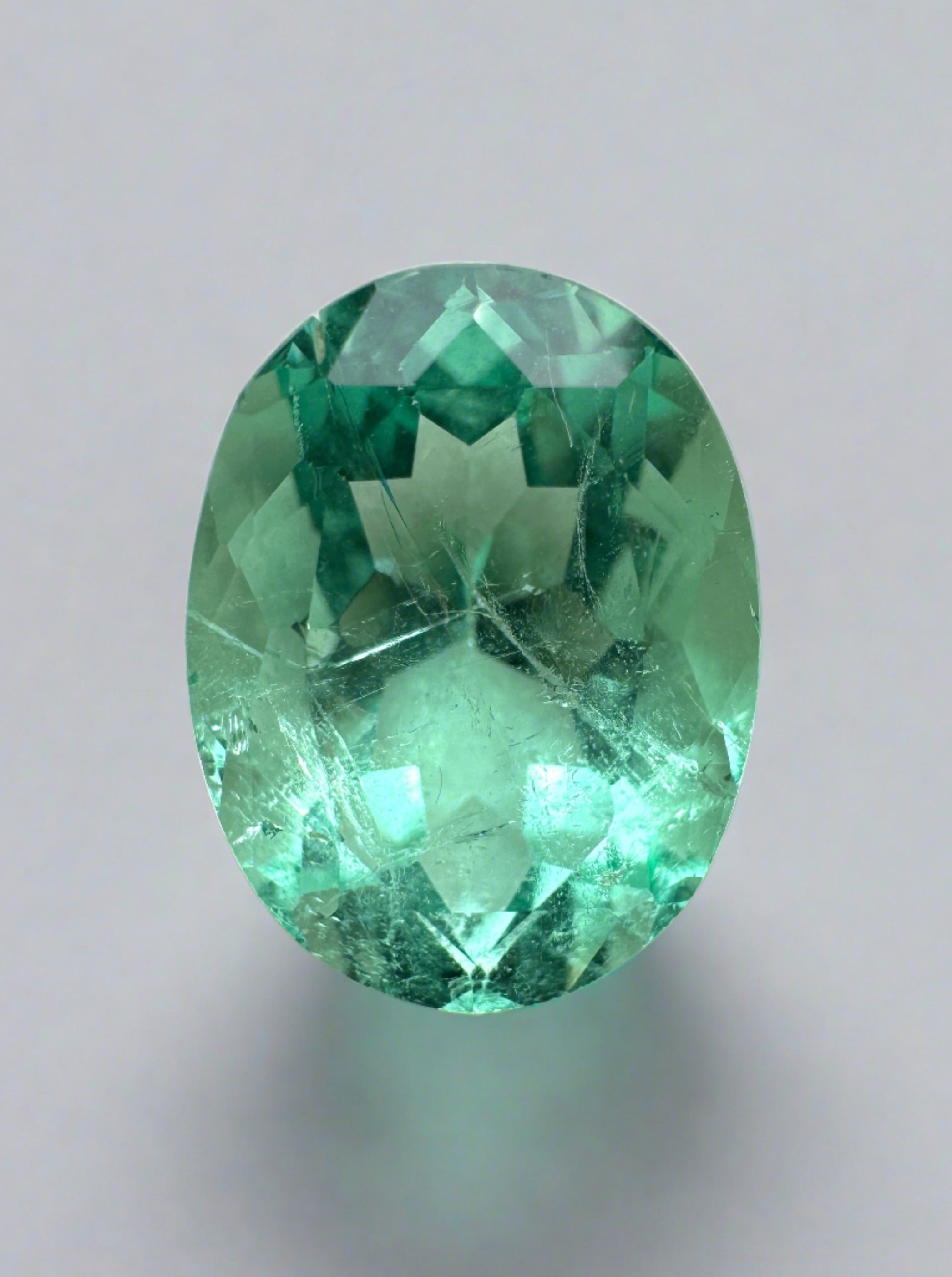 2.81 Carat VVS Seafoam Green Loose Colombian Emerald-Oval Cut - JR Colombian Emeralds