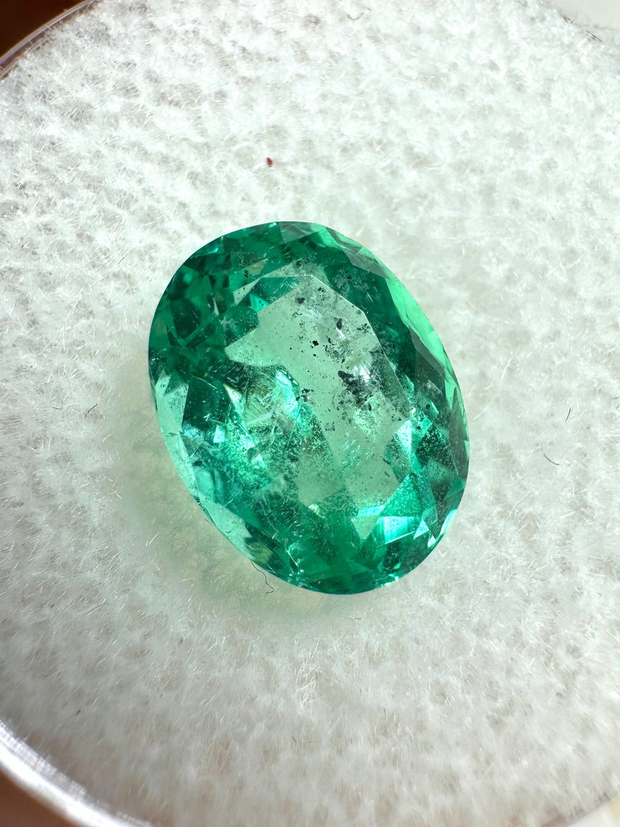 2.83 Carat 10x8 Vibrant Freckled Green Natural Loose Colombian Emerald-Oval Cut