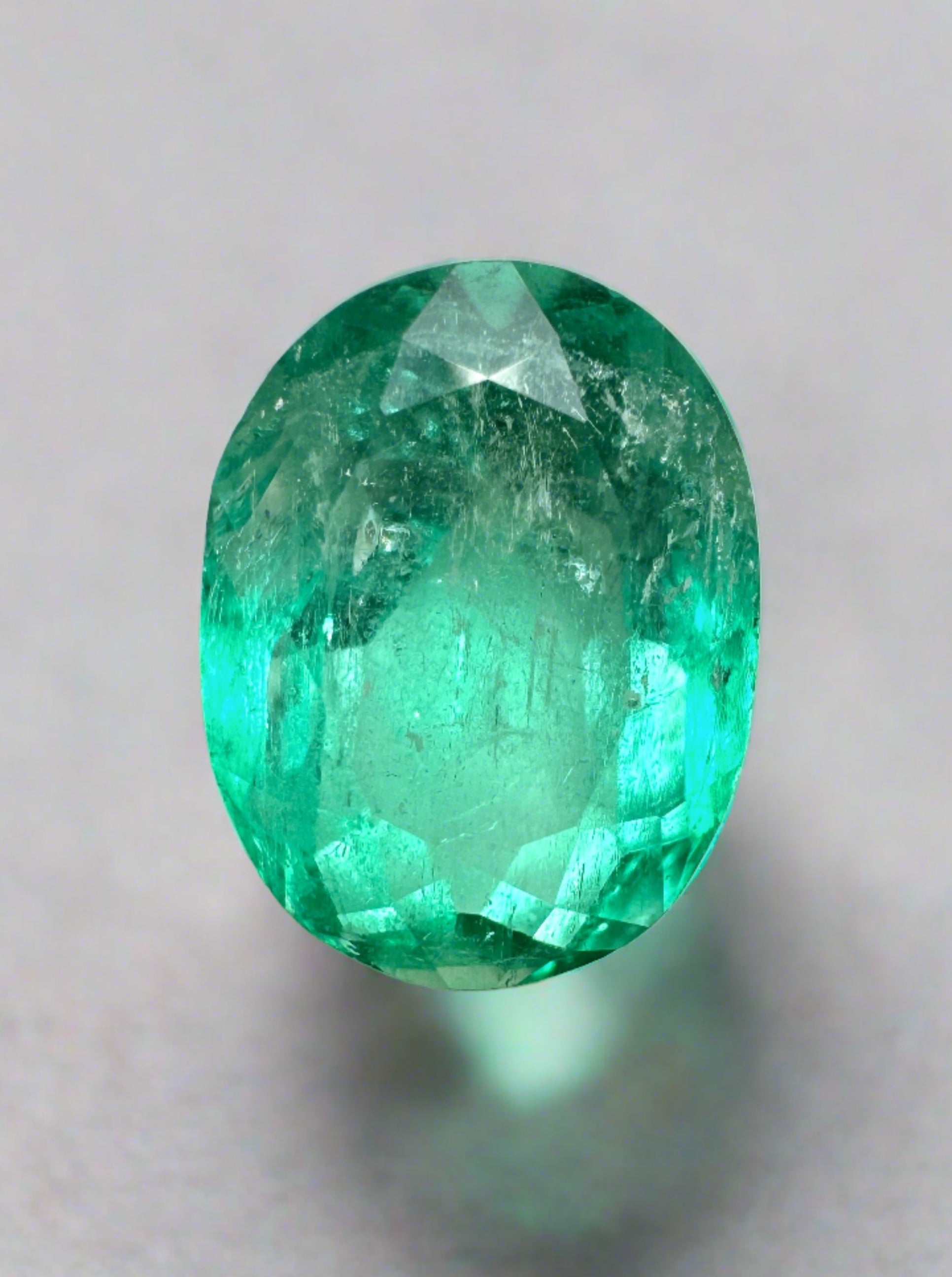 2.88 Carat Light Bluish Green Natural Loose Colombian Emerald-Oval Cut - JR Colombian Emeralds