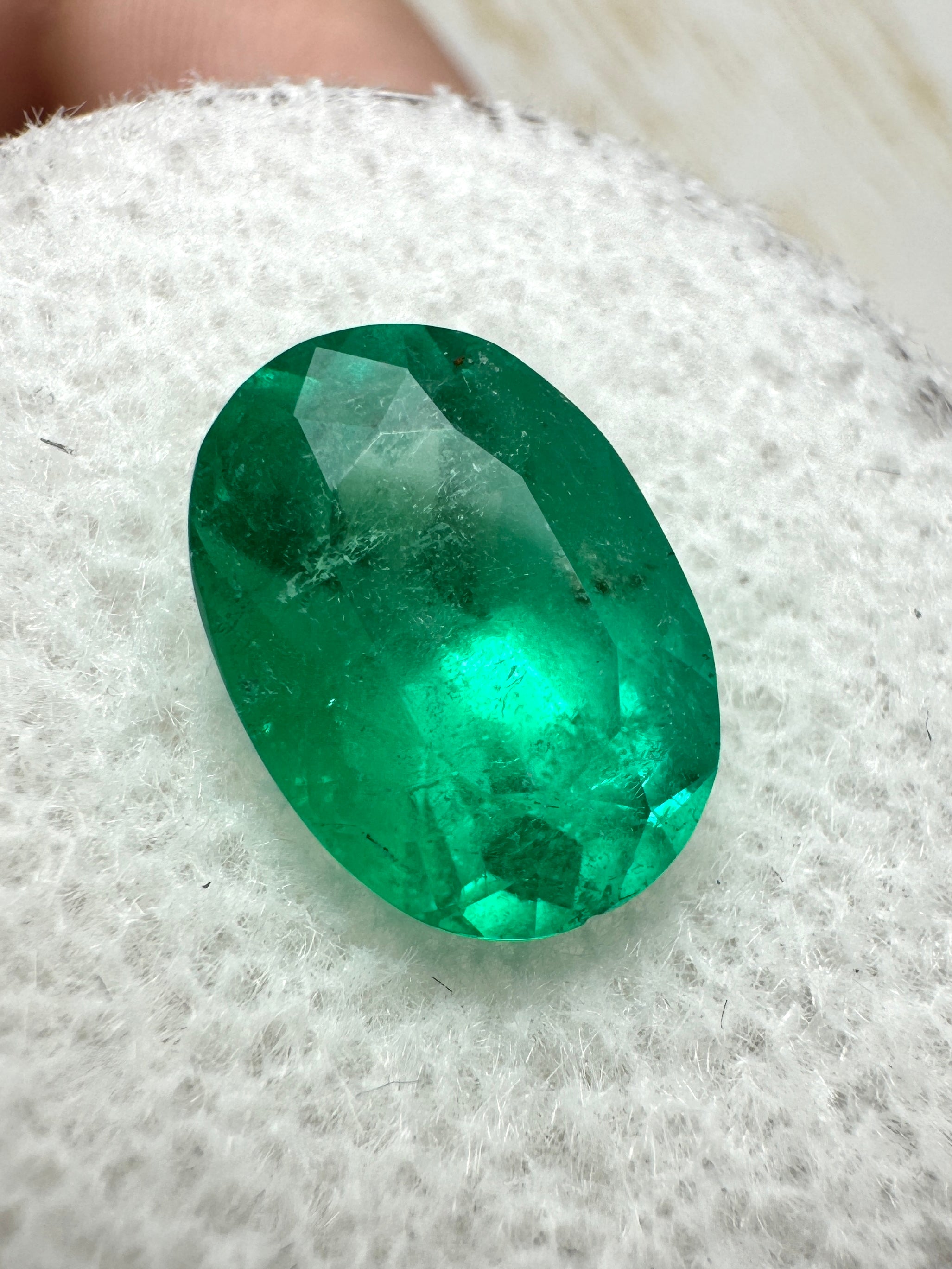 2.95 Carat 11x8 Elongated Semi Transparent Green Loose Colombian Emerald-Oval Cut - JR Colombian Emeralds