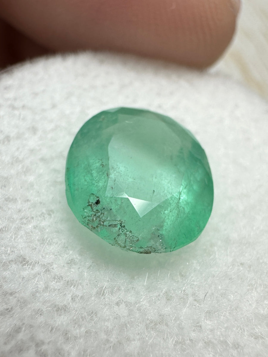 2.95 Carat Pastel Mint Green Natural Loose Colombian Emerald-Oval Cut