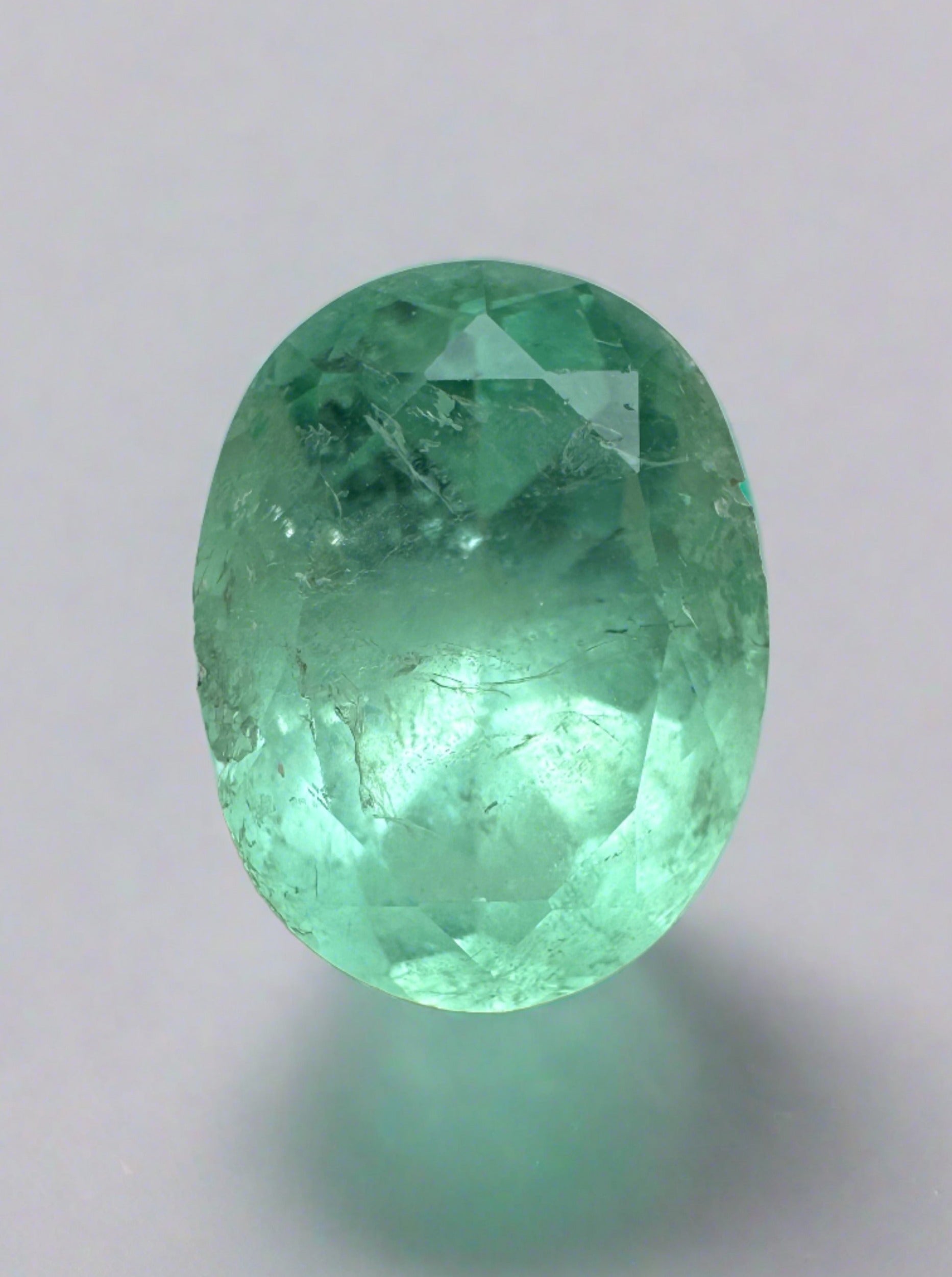 3.09 Carat Pastel Light Green Loose Colombian Emerald-Oval Cut - JR Colombian Emeralds