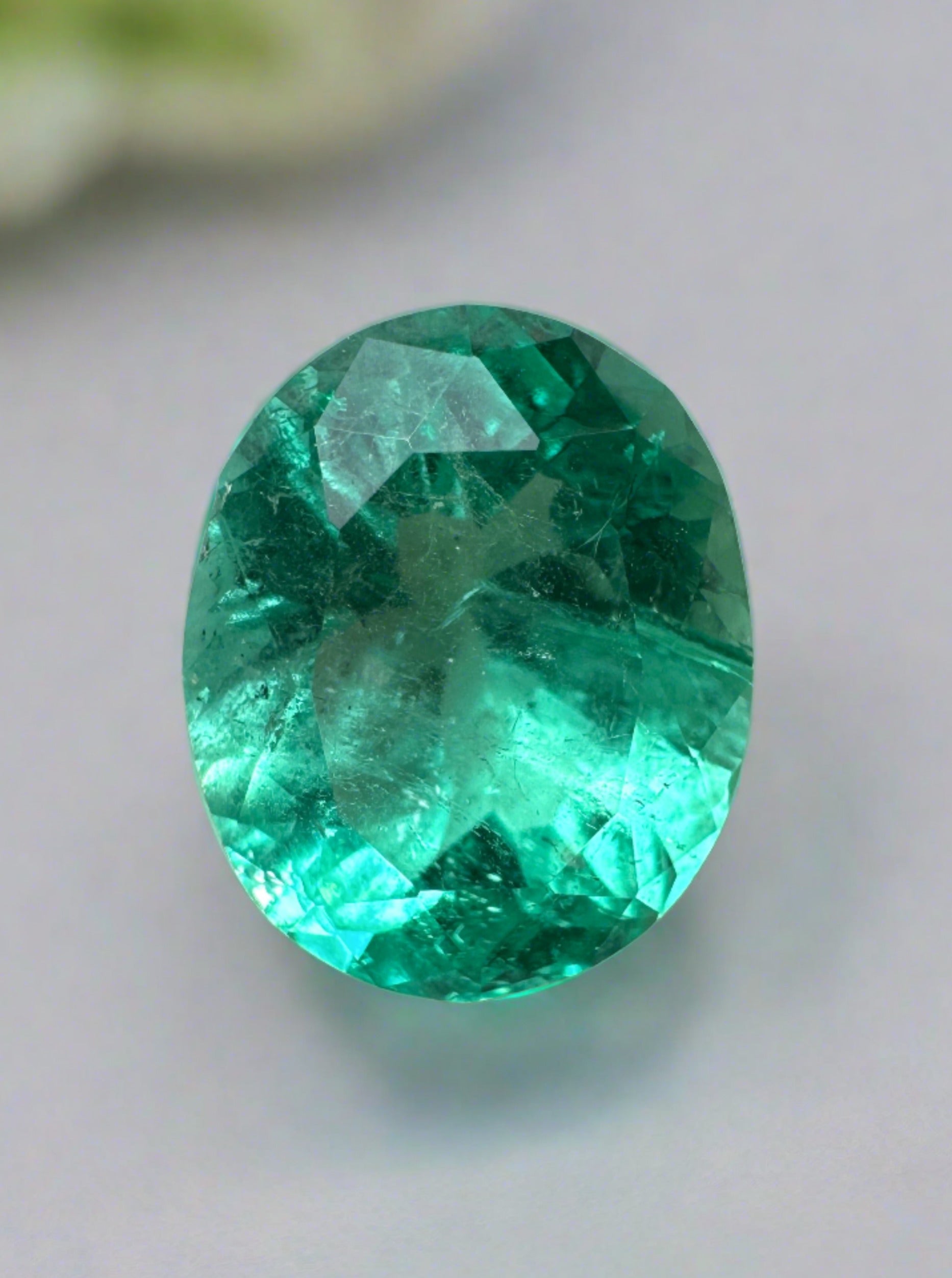 3.33 Carat 11x9 Bluish Green Loose Colombian Emerald-Oval Cut - JR Colombian Emeralds