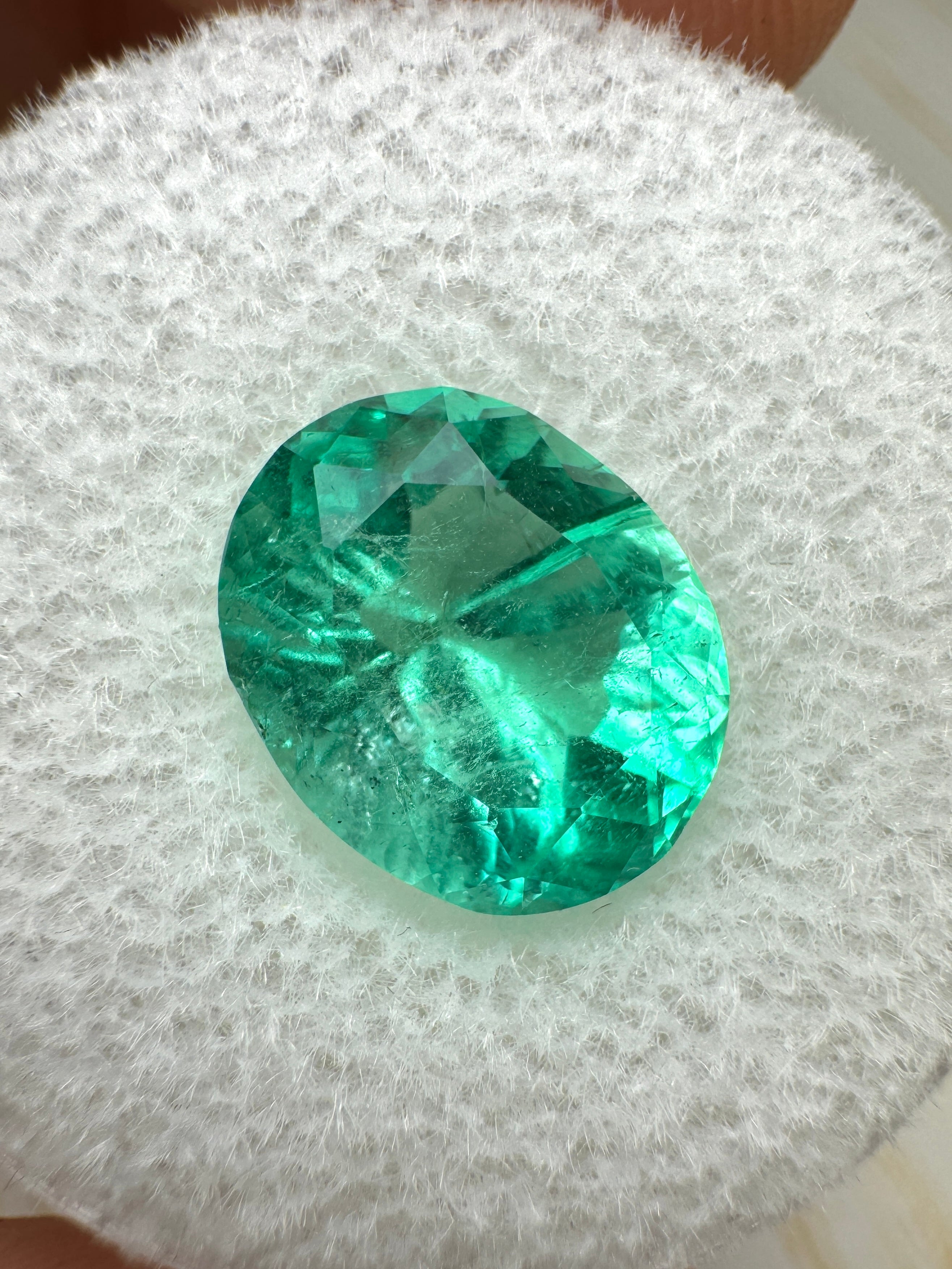 3.33 Carat 11x9 Bluish Green Loose Colombian Emerald-Oval Cut - JR Colombian Emeralds