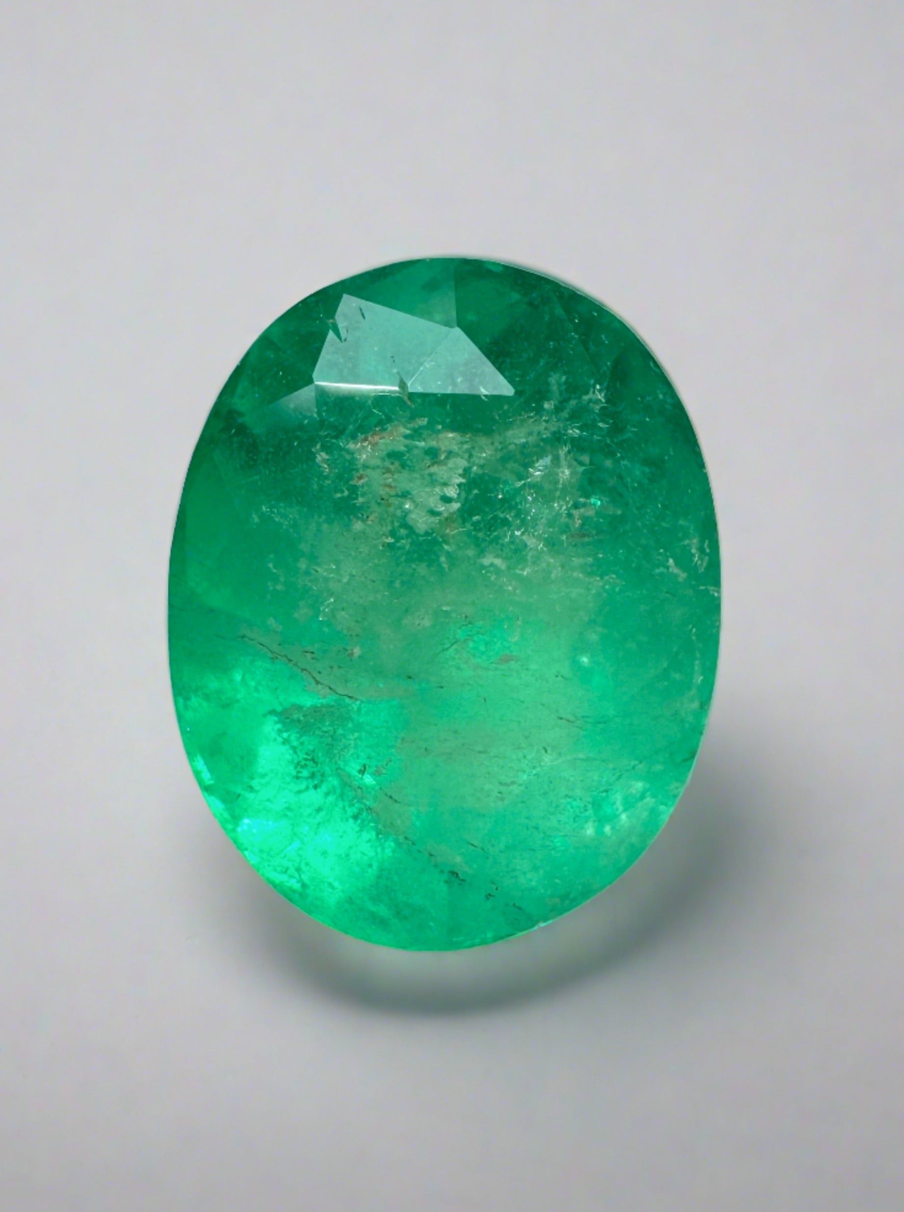 3.48 Carat Semi-Transparent Green Natural Loose Colombian Emerald-Oval Cut - JR Colombian Emeralds