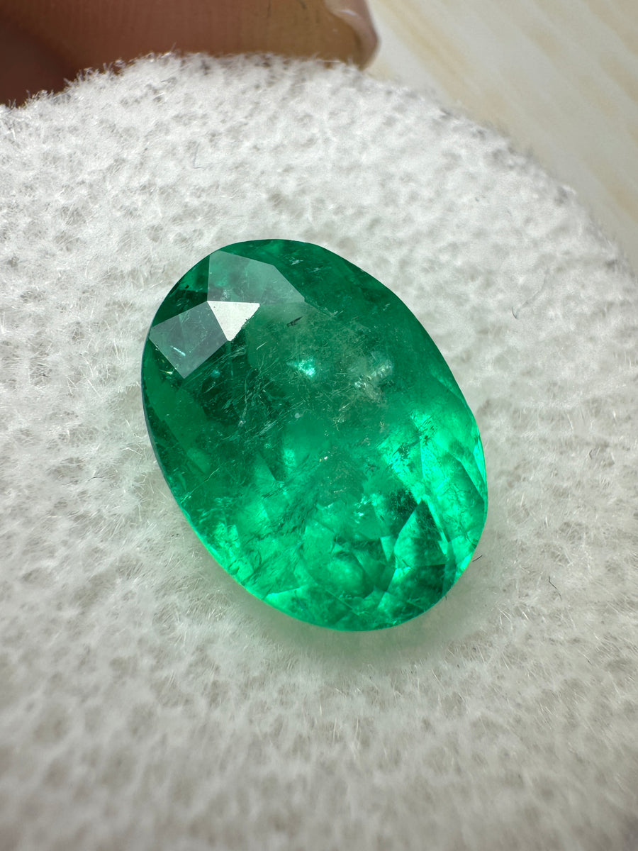 3.54 Carat 11x8 Elongated Muzo Green Natural Loose Colombian Emerald-Oval Cut