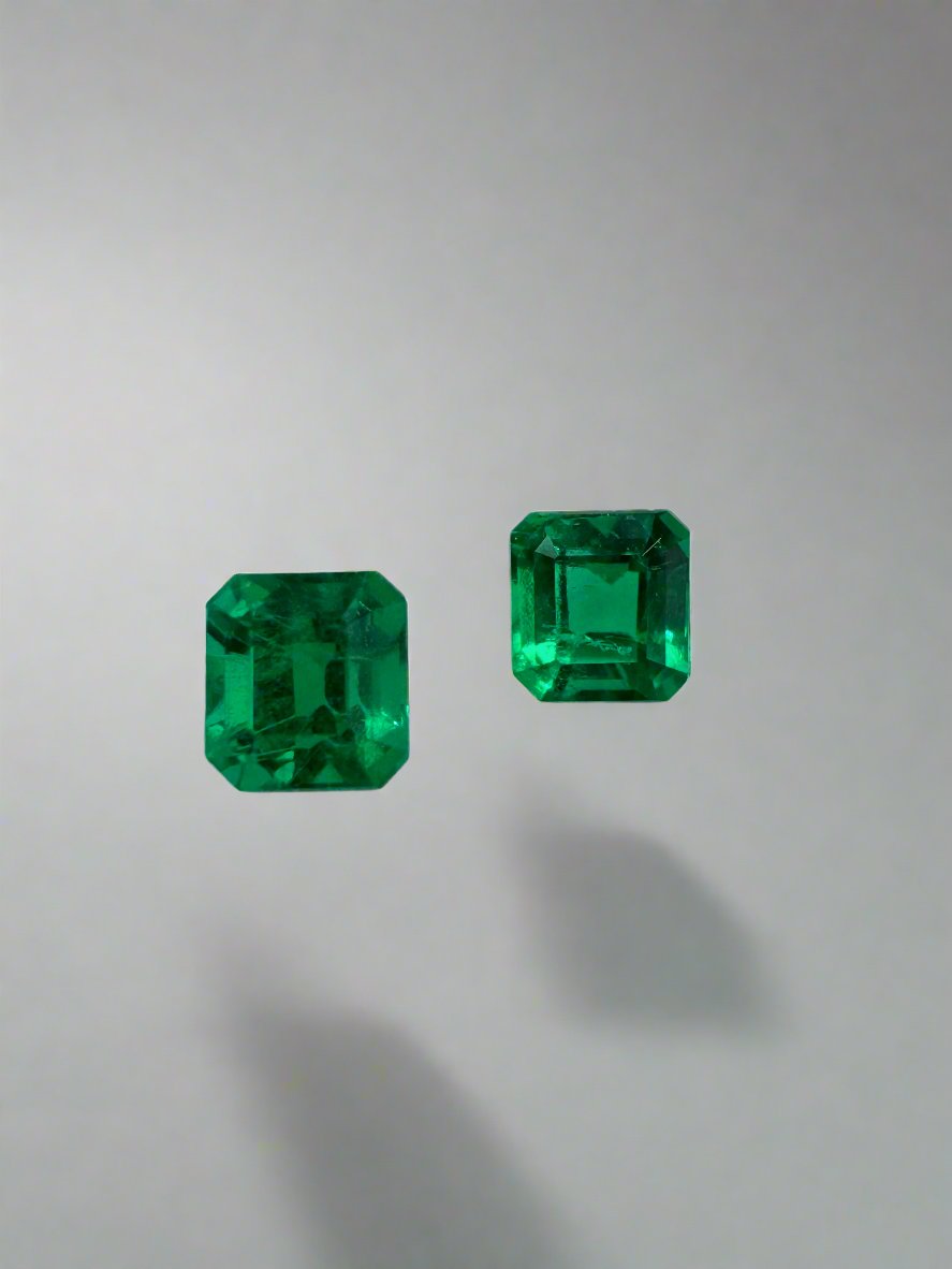 0.86tcw 4.5x4 Matching AAA+ Muzo Green Loose Colombian Emeralds-Asscher Cut