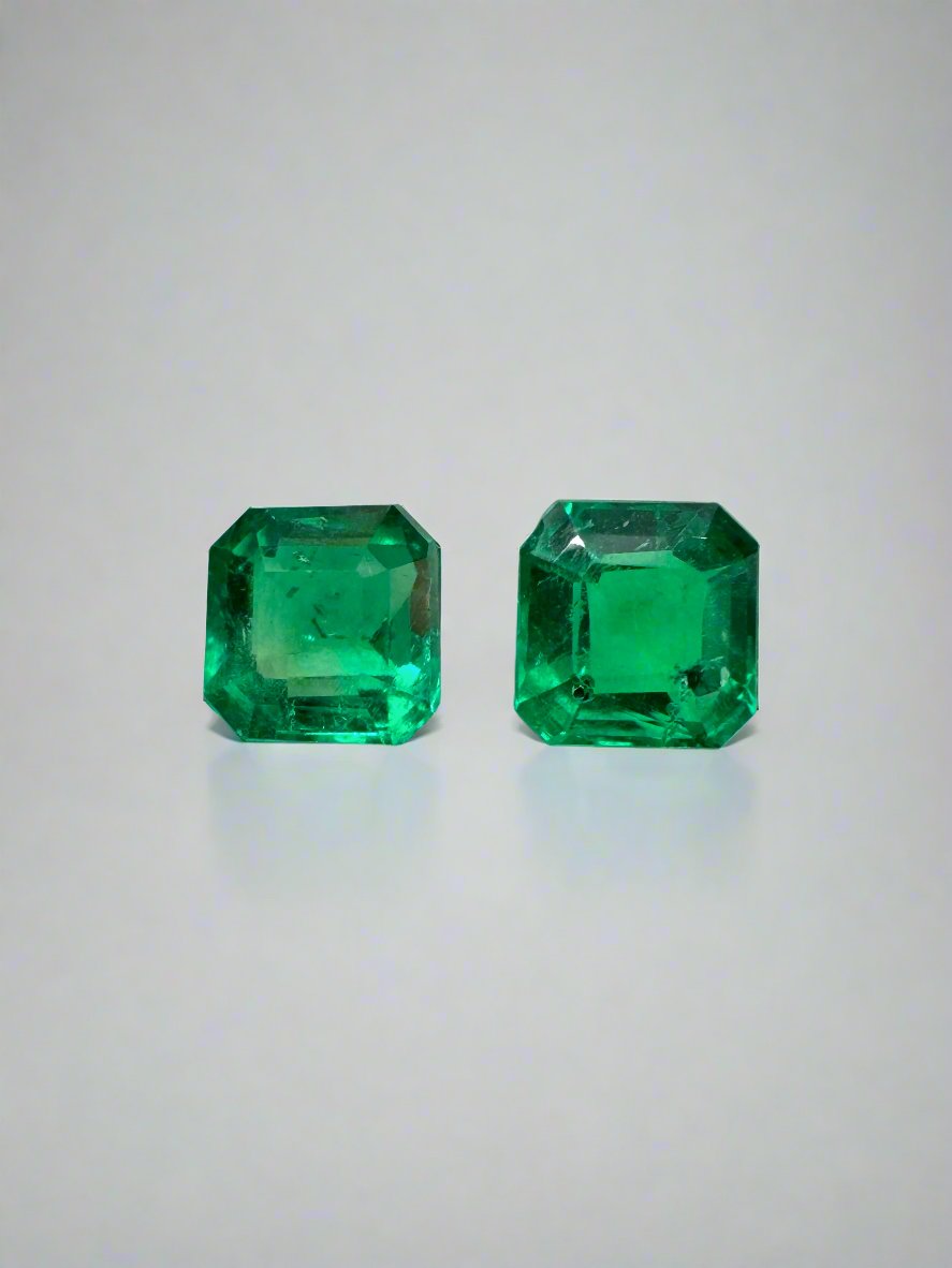 1.13tcw 5x5 Matching AAA Muzo Green Loose Colombian Emeralds-Asscher Cut