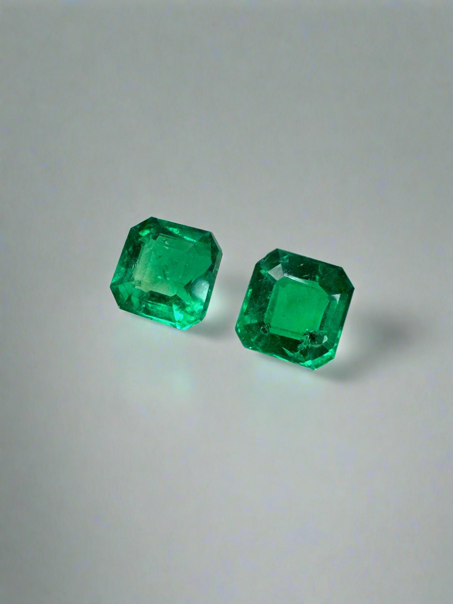 1.13tcw 5x5 Matching AAA Muzo Green Loose Colombian Emeralds-Asscher Cut