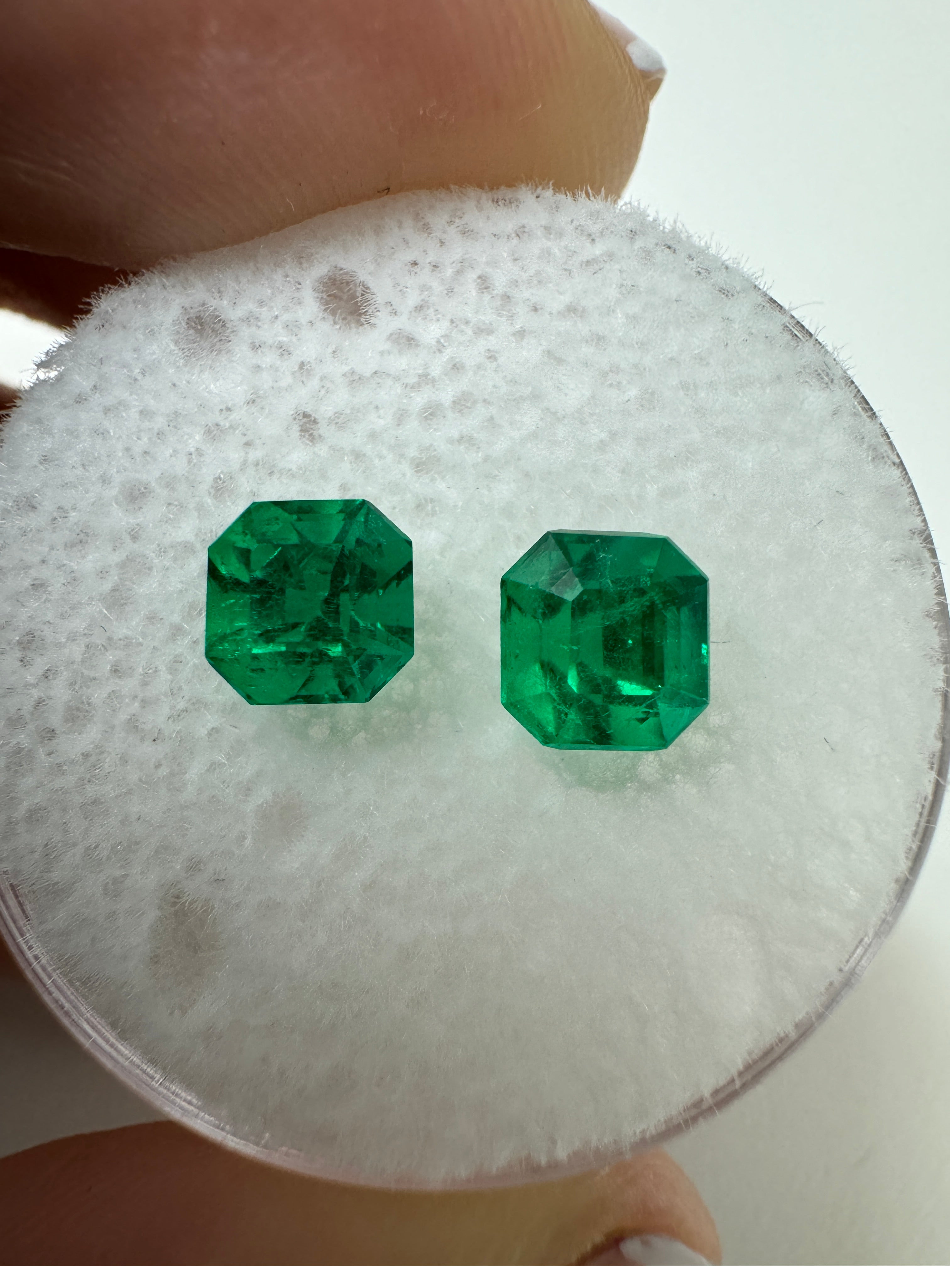 1.48tcw 5.5x5.5 AAA+ Matching Muzo Green Loose Colombian Emeralds-Asscher Cut