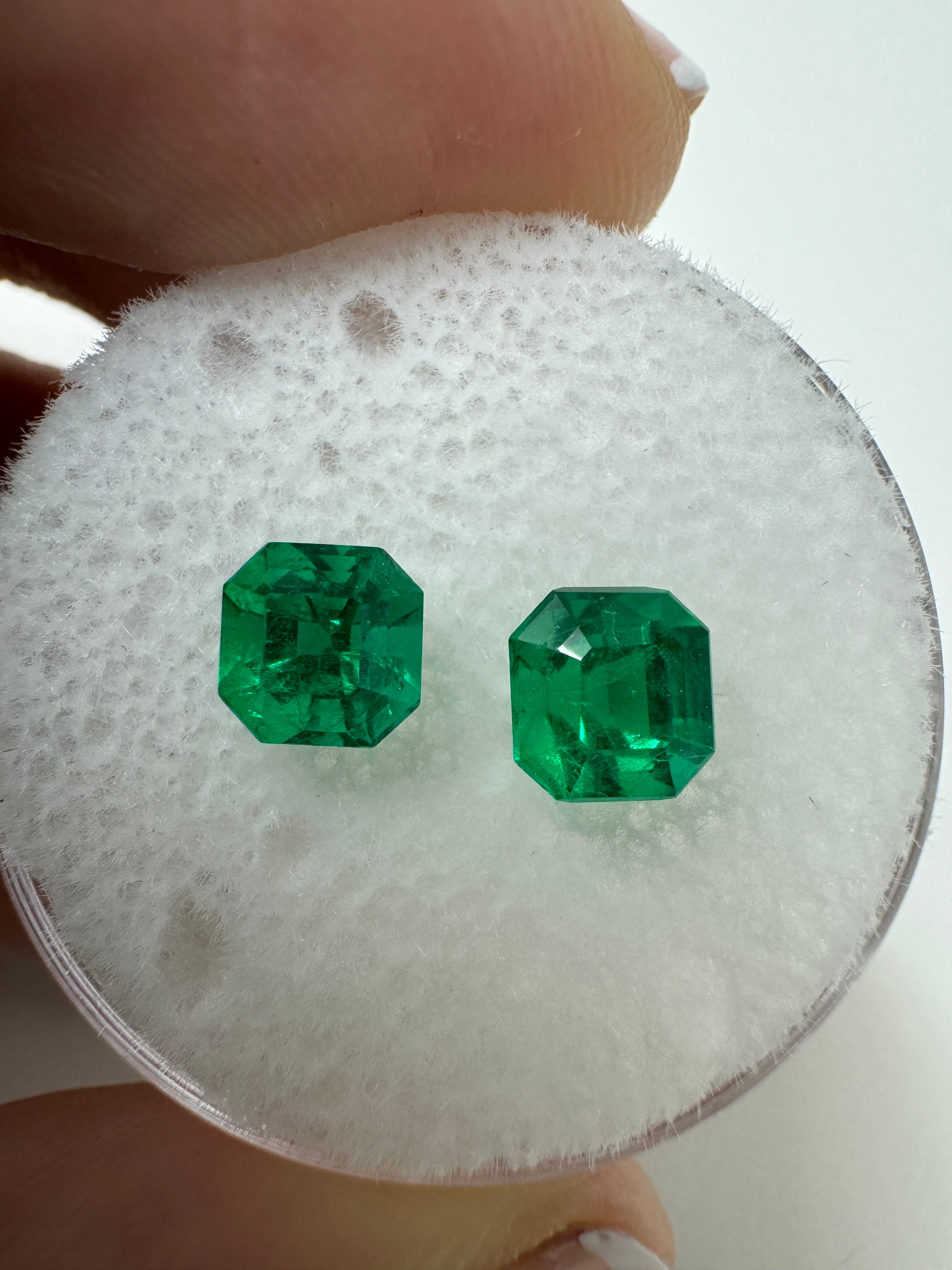 1.48tcw 5.5x5.5 AAA+ Matching Muzo Green Loose Colombian Emeralds-Asscher Cut