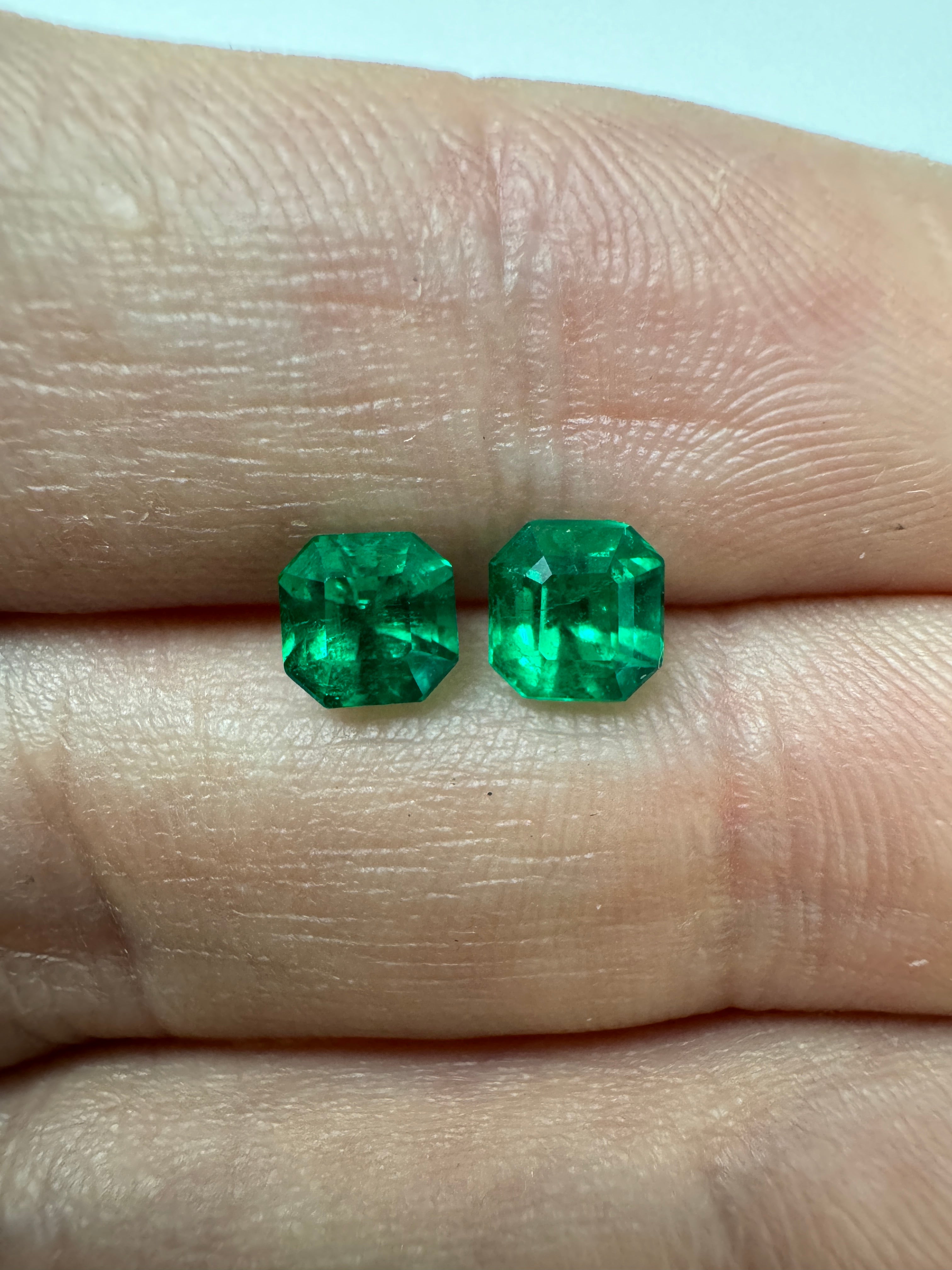 1.48tcw 5.5x5.5 AAA+ Matching Muzo Green Loose Colombian Emeralds-Asscher Cut