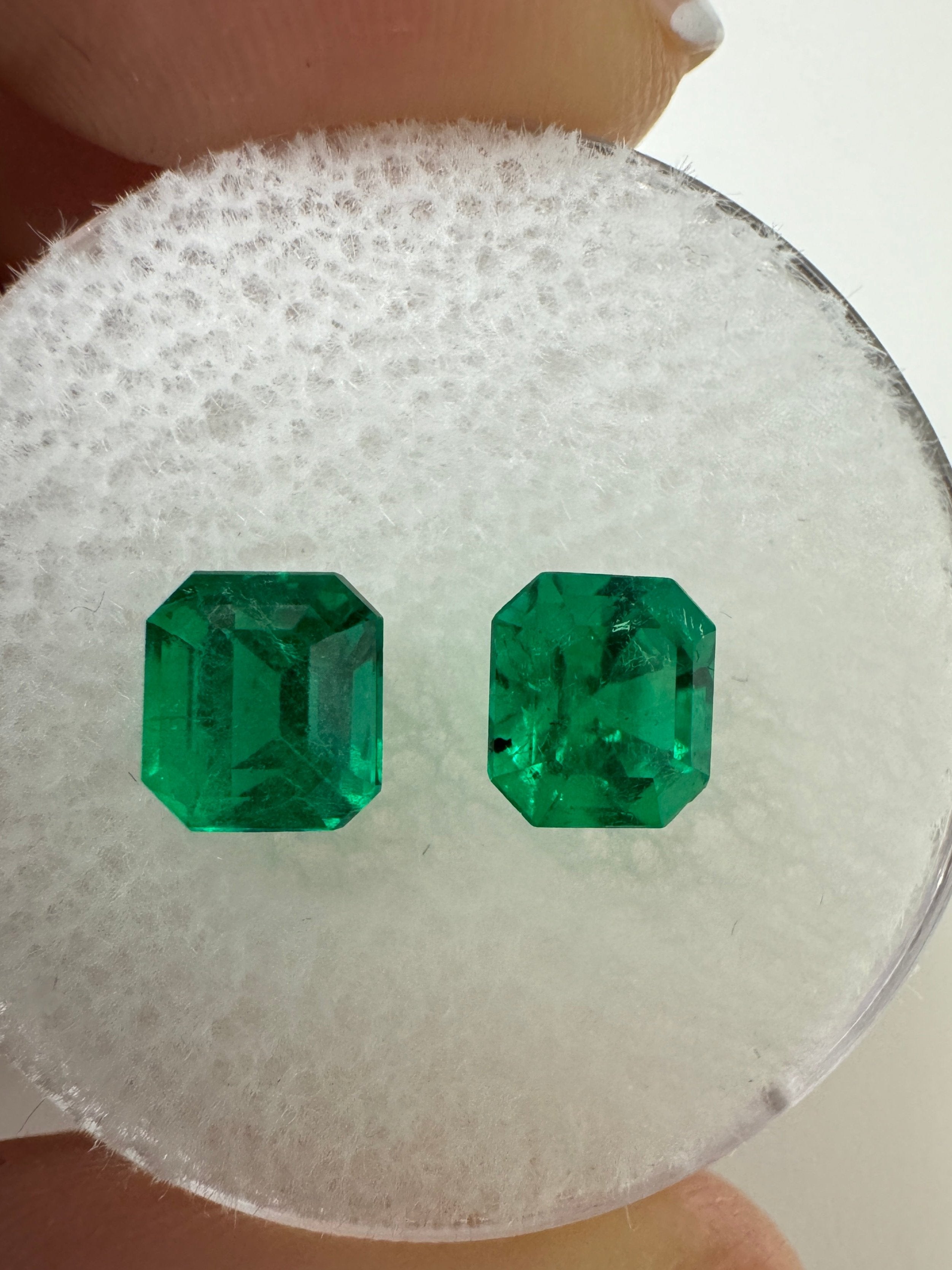 1.79tcw 5.5x5 Freckled Matching Muzo Green Loose Colombian Emeralds-Asscher Cut