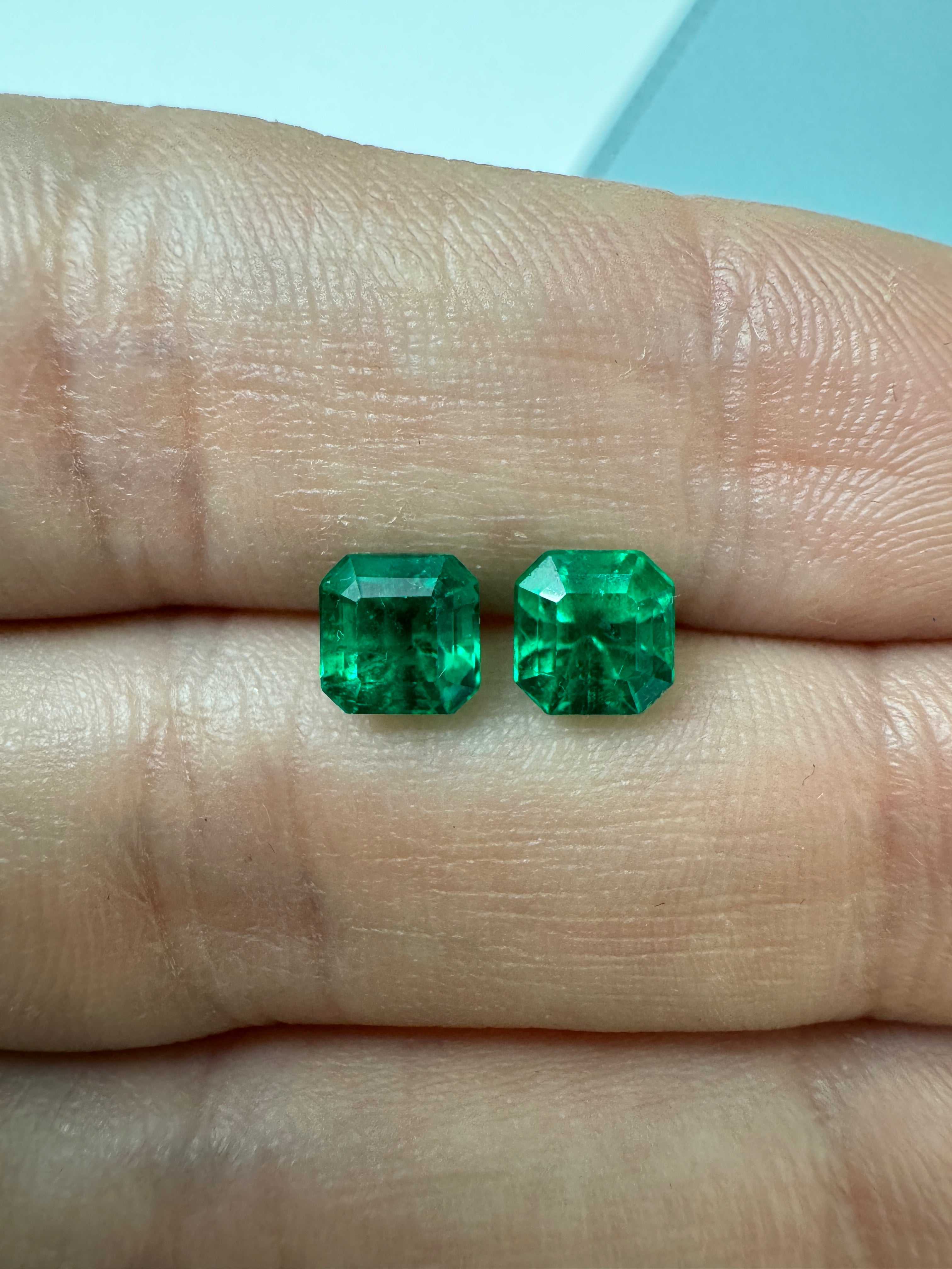 1.98tcw 5.7x5.6 AAA+ Matching Muzo Green Loose Colombian Emeralds-Asscher Cut