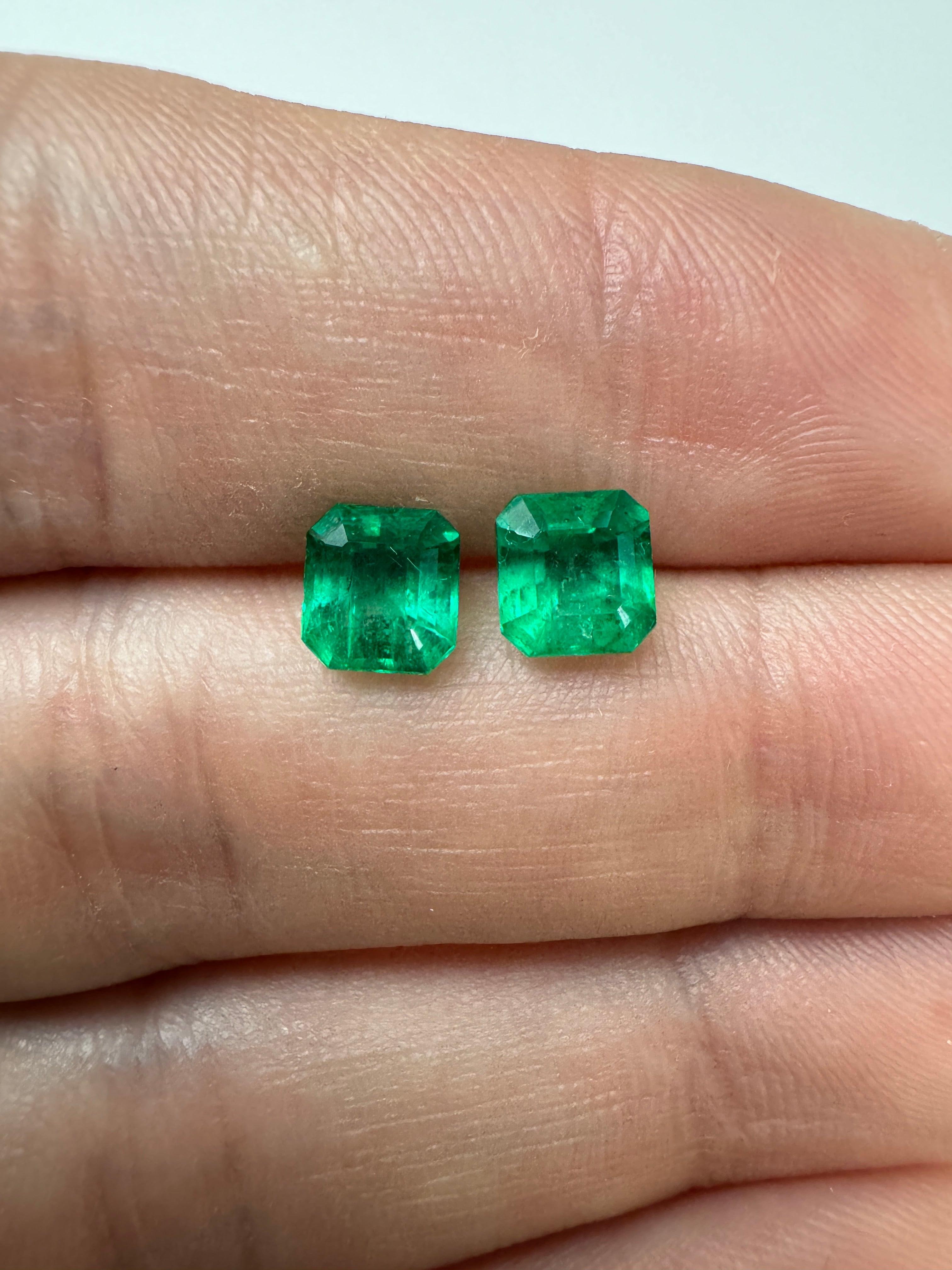 1.98tcw 6.2x5.7 Matching Muzo Green Loose Colombian Emeralds-Asscher Cut