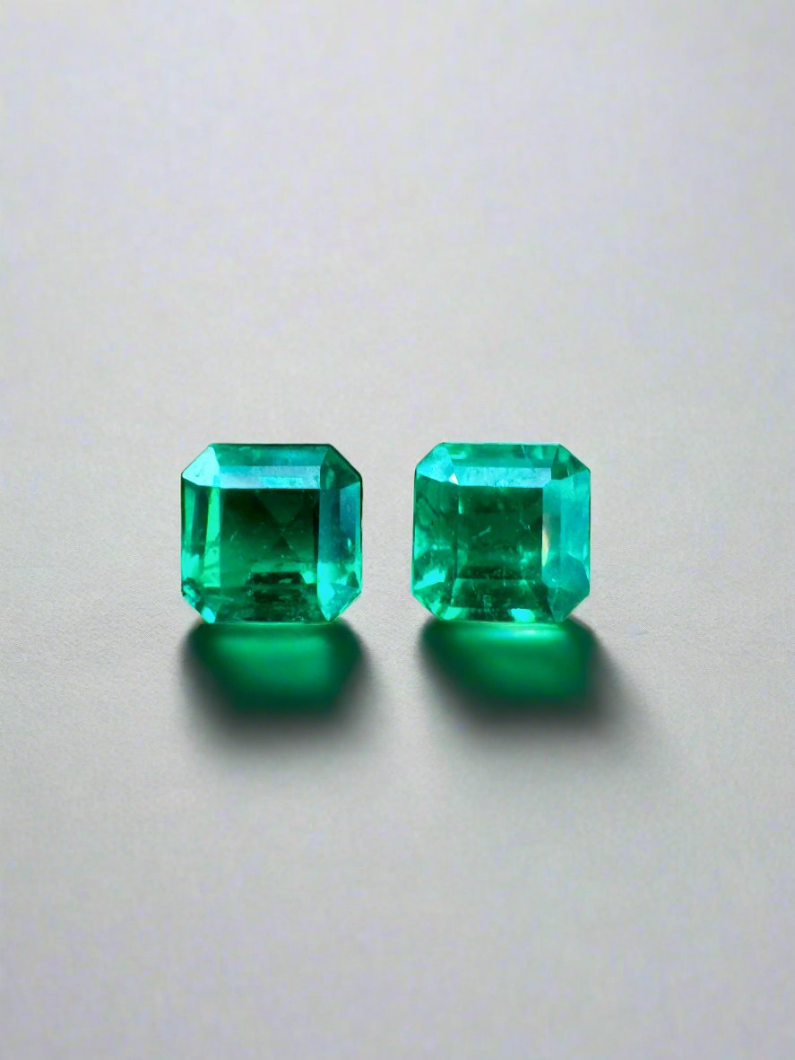 0.64tcw 4x4 Matching AAA+ Muzo Green Loose Colombian Emeralds-Asscher Cut