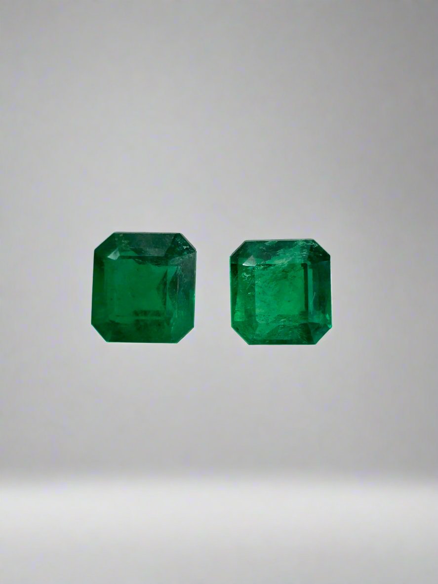 1.22tcw 5x5 Matching AAA Muzo Green Loose Colombian Emeralds-Asscher Cut