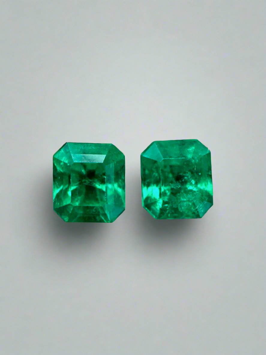 1.26tcw 5x4.5 Matching AAA+ Muzo Green Loose Colombian Emeralds-Asscher Cut